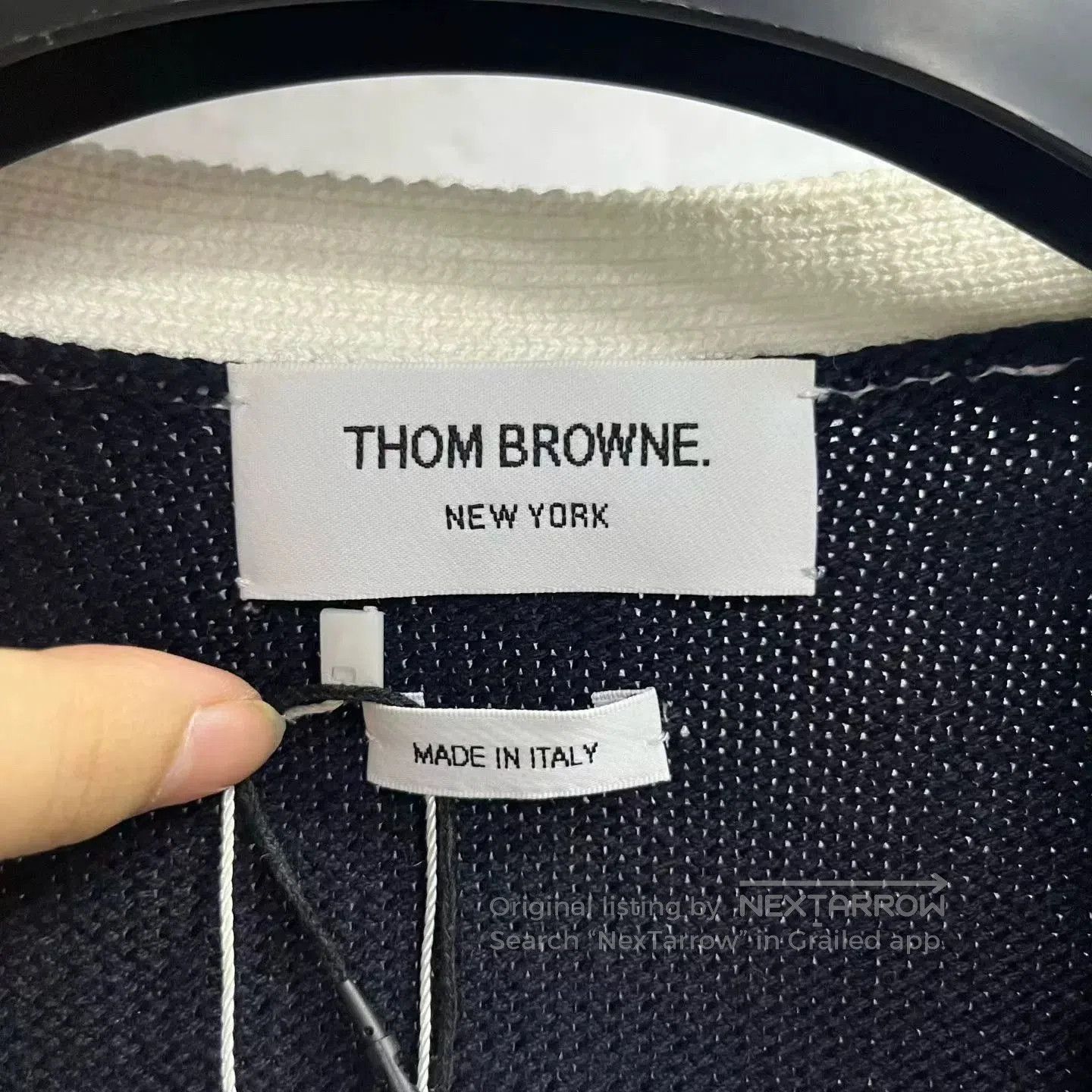 Thom Browne Blue Stripe Floral V-Neck Knit Cardigan. Size US M / EU 48-50 / 2 - 2 Thumbnail