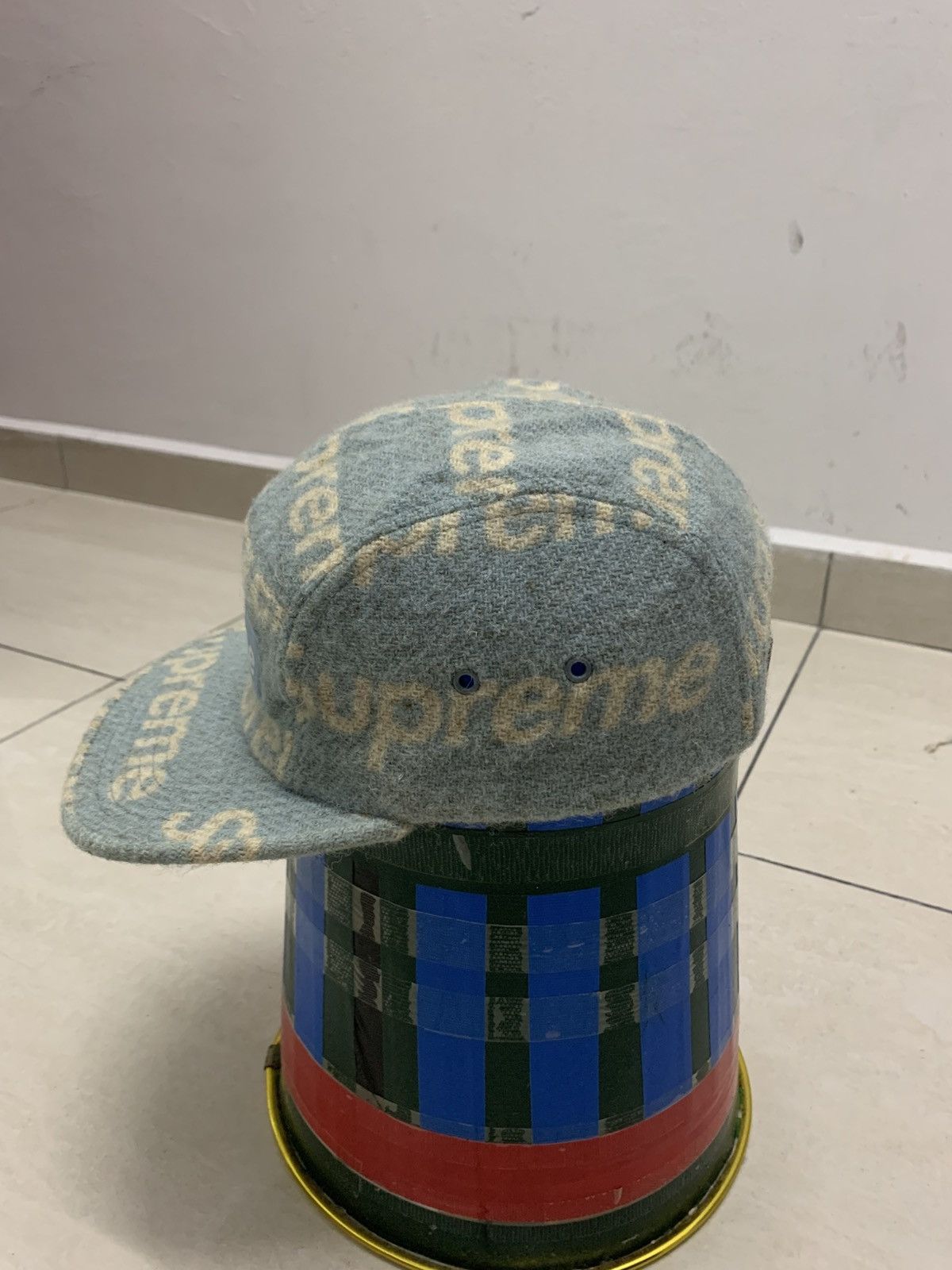 Harris Tweed × Supreme Supreme Harris Tweed Camp Cap in Light Blue Size ONE SIZE - 2 Thumbnail