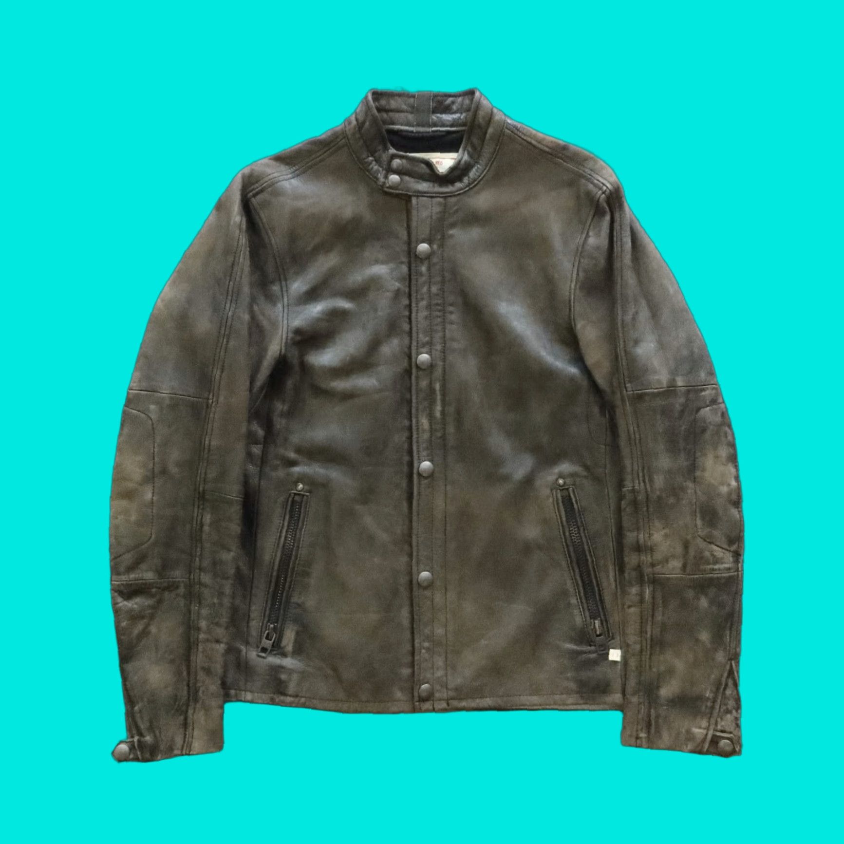 Gap VINTAGE Gap Leather Cafe Racer Motorcycle Jacket Men S Black Distressed Size US S / EU 44-46 / 1 - 1 Thumbnail