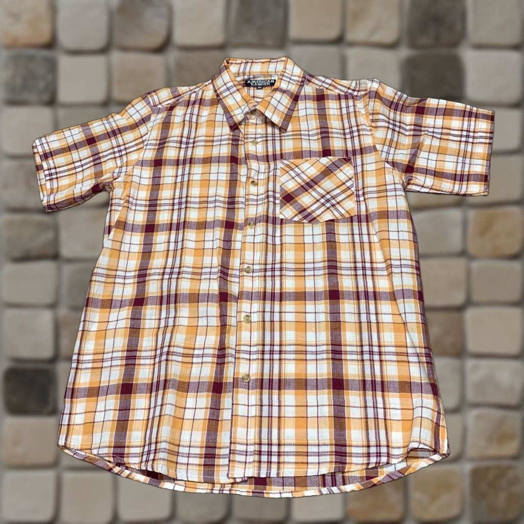Vintage American Ranger Mens Western Short Sleeve Shirt Button Up Orange Plaid Size US M / EU 48-50 / 2 - 1 Thumbnail