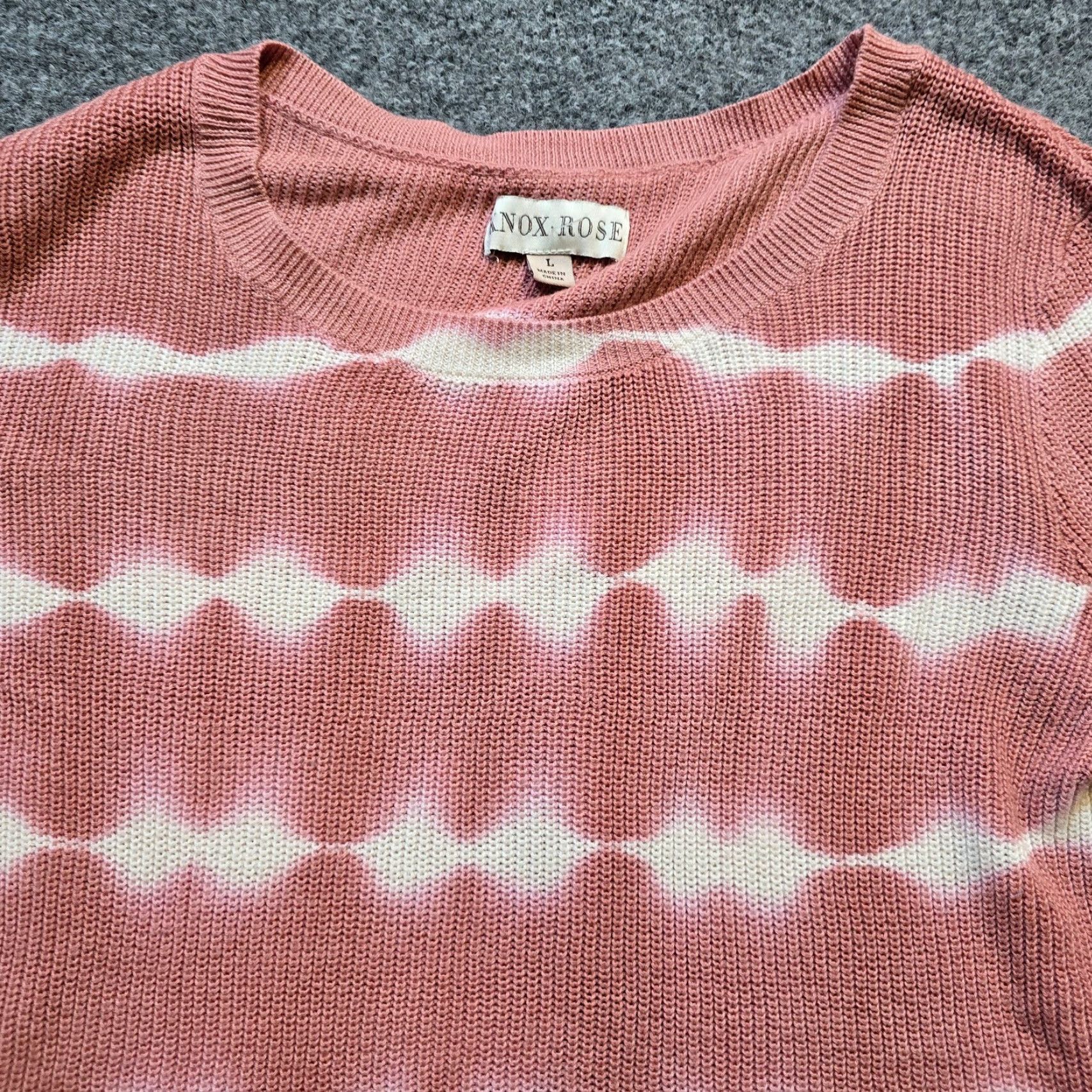 Vintage Knox Rose Sweater Women Size Large Pink Stripe Knit Open Back Boho Casual Career Size L / US 10 / IT 46 - 2 Thumbnail