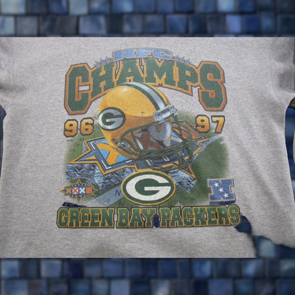 Starter VINTAGE Starter NFC Champs Green Bay Packers Pullover Sweatshirt L Crew Neck Men Green 90s Sports Logo Hooded Sweatshirt Mens Size US L / EU 52-54 / 3 - 1 Thumbnail