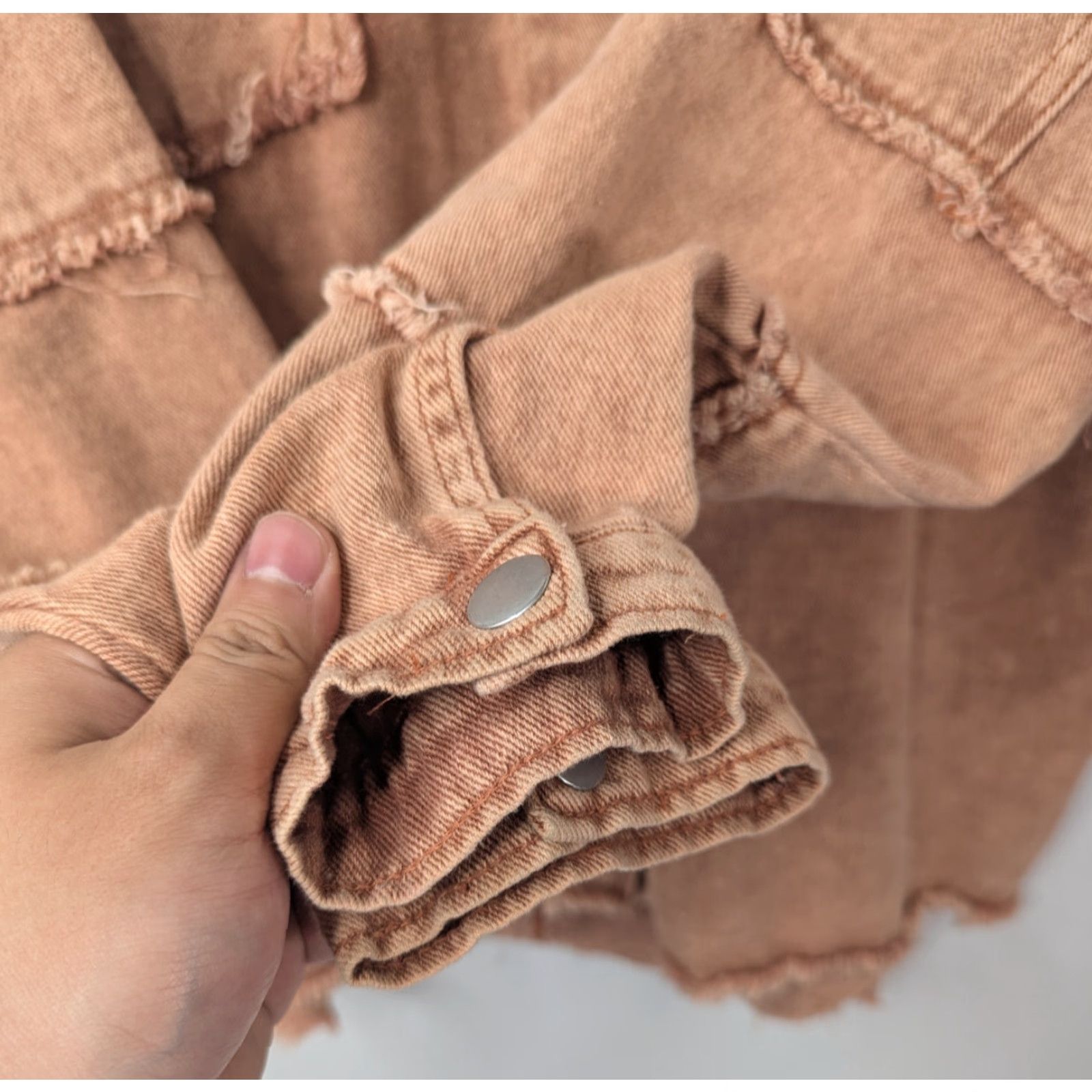 Vintage 143 Story by Line Up Shacket Shirt Jacket L Rust Fringe Snap Pocket Western 90s Womens Size L / US 10 / IT 46 - 3 Thumbnail