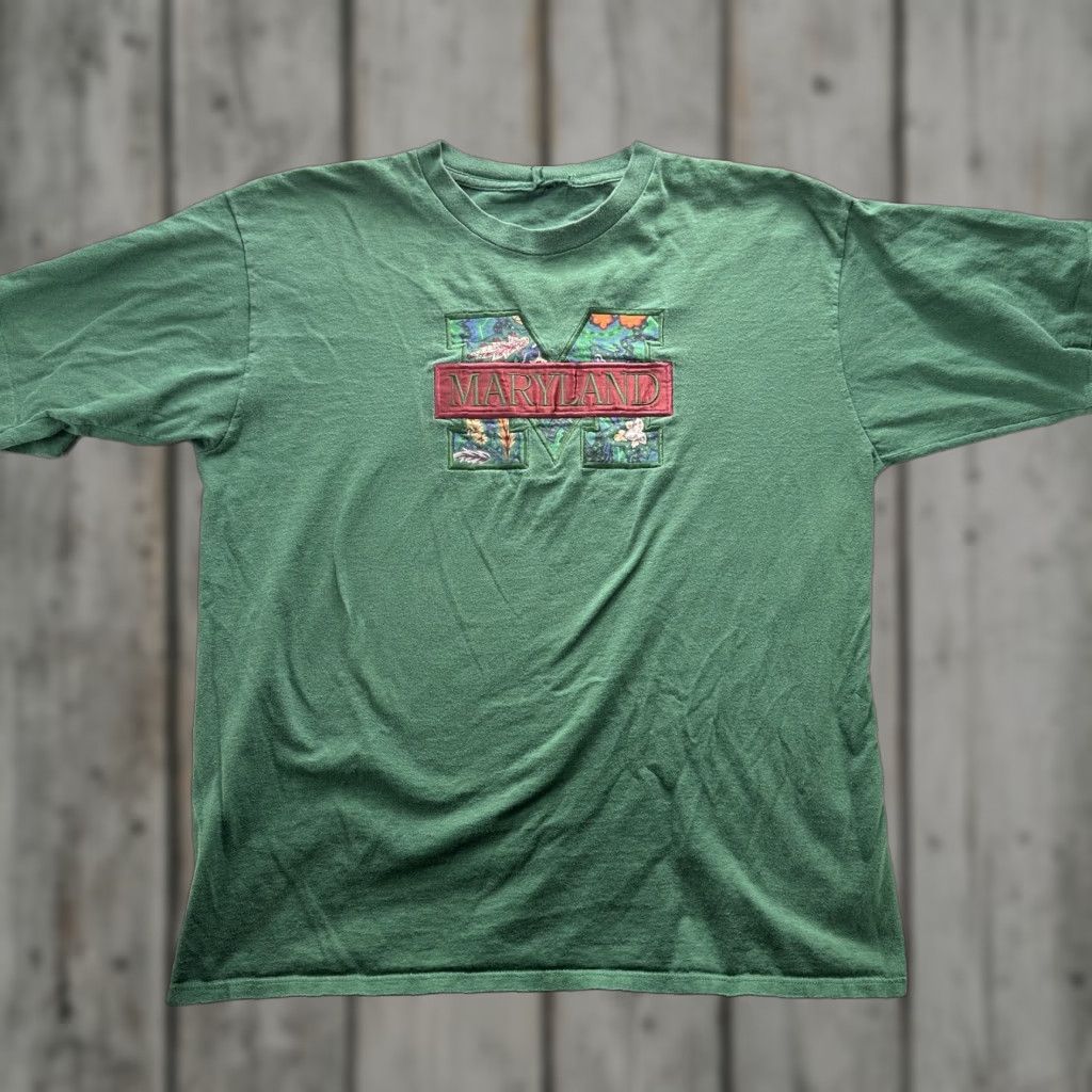 Vintage VINTAGE Maryland Shirt 90s Green Floral Graphic T-Shirt Mens 2XL Size US XXL / EU 58 / 5 - 1 Thumbnail