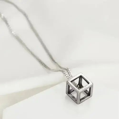 VIBE Hollow Cube Pendant Necklaces 🔥🔥🔥 Size ONE SIZE - 1 Thumbnail