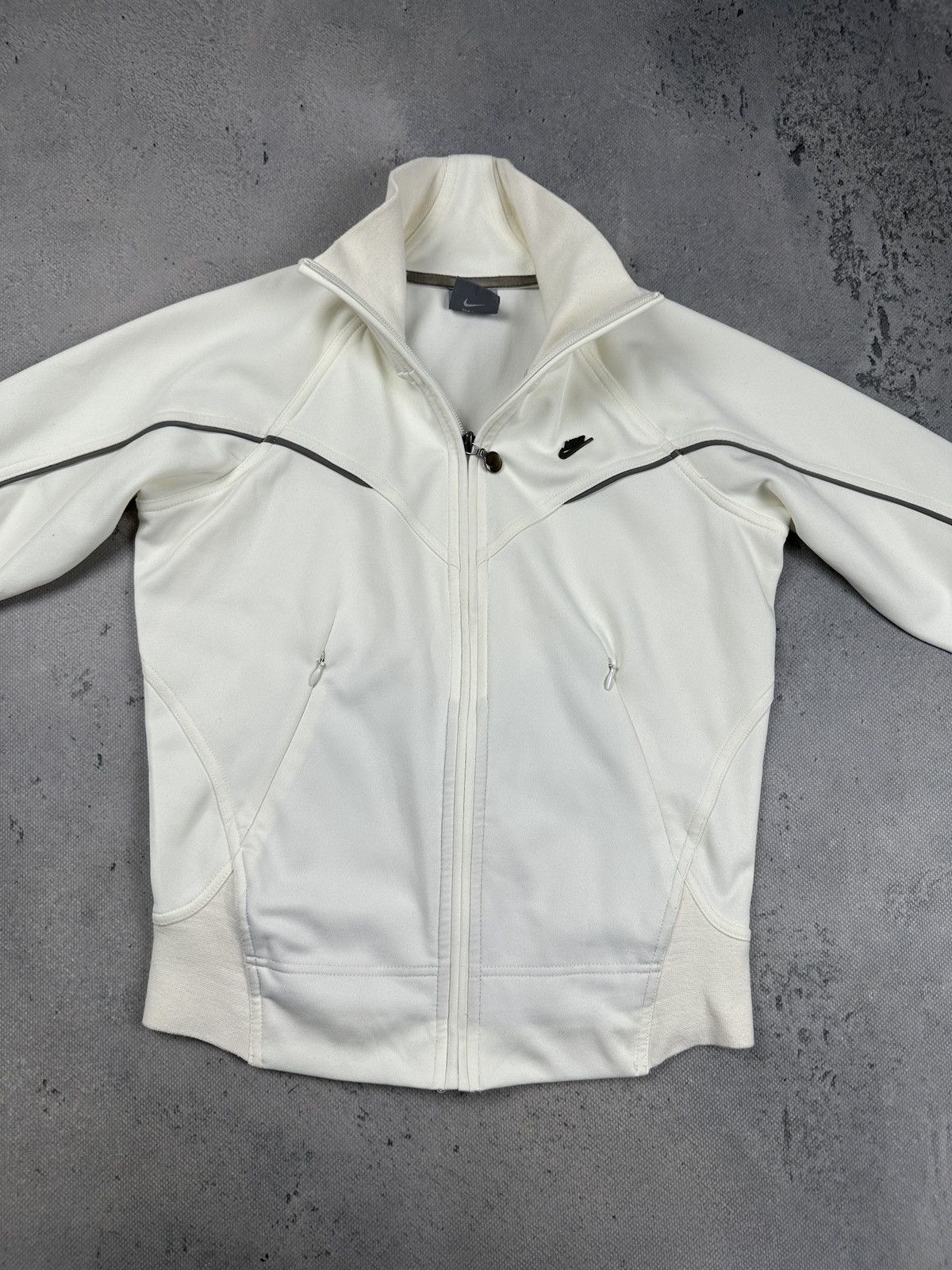 Nike Vintage Nike Mini Swoosh Full Zip Track Jacket Cream Y2K Size XS / US 0-2 / IT 36-38 - 7 Thumbnail