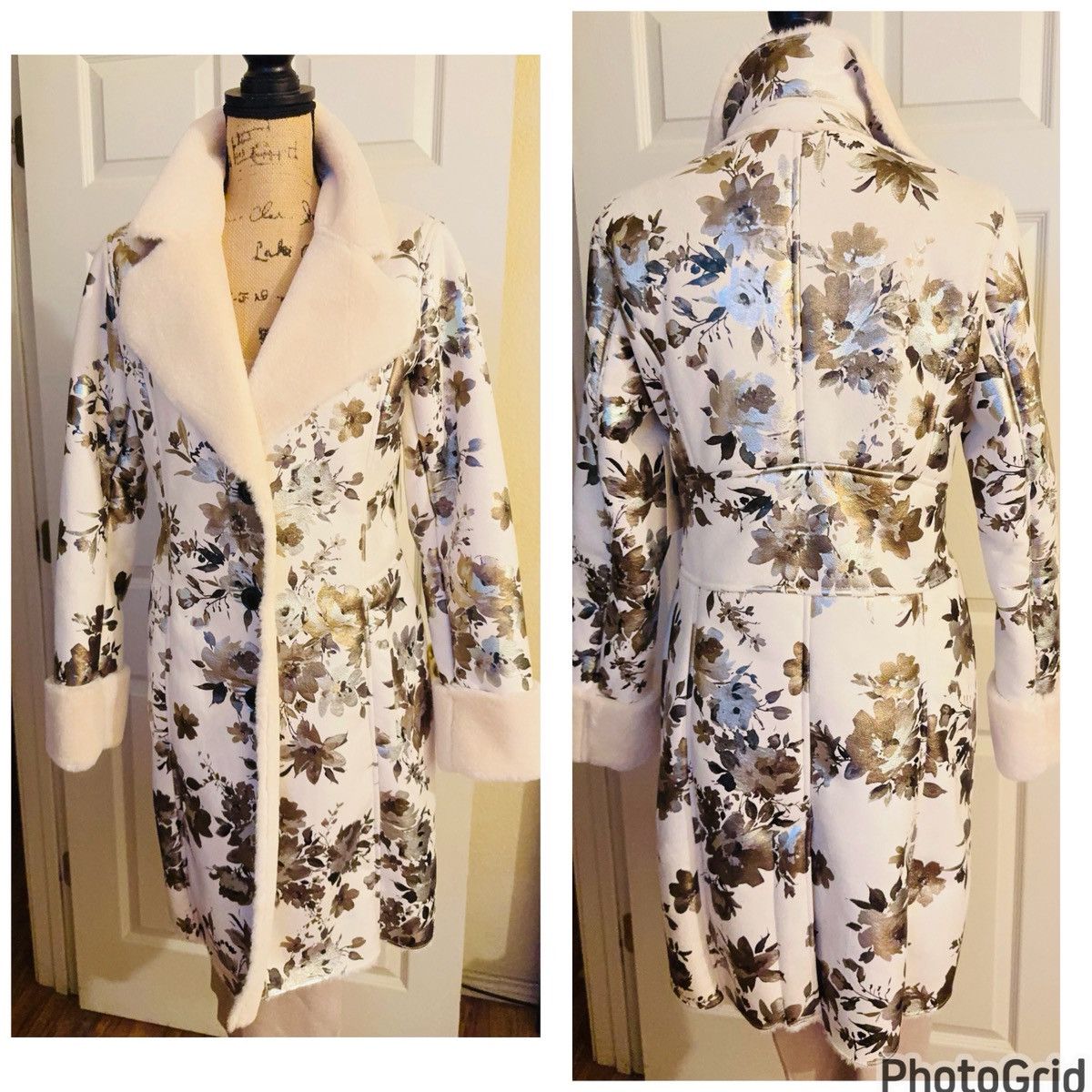 Boston Proper Boston Proper Shearling Shimmer Floral Faux Suede Coat Size S / US 4 / IT 40 - 4 Thumbnail