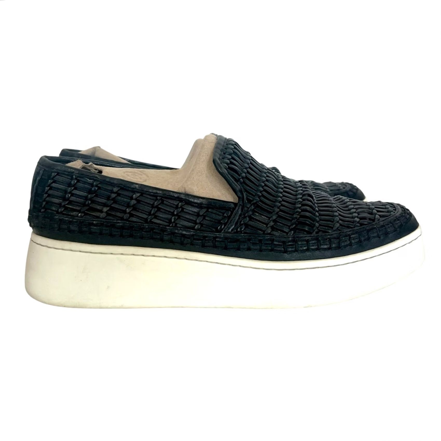 Vince VINCE Stafford Women's Woven Leather Platform Slip On Sneakers Black Size 7.5 Size US 8 / IT 38 - 2 Thumbnail