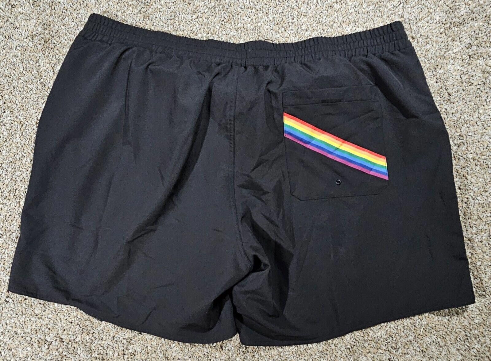 Designer Tomboy X= 4XL black rainbow Drawstring PRIDE swim trunks Size US 44 / EU 60 - 1 Thumbnail