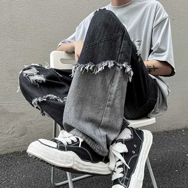 Japanese Brand Retro patchwork fringed ripped jeans Size US 32 / EU 48 - 3 Thumbnail