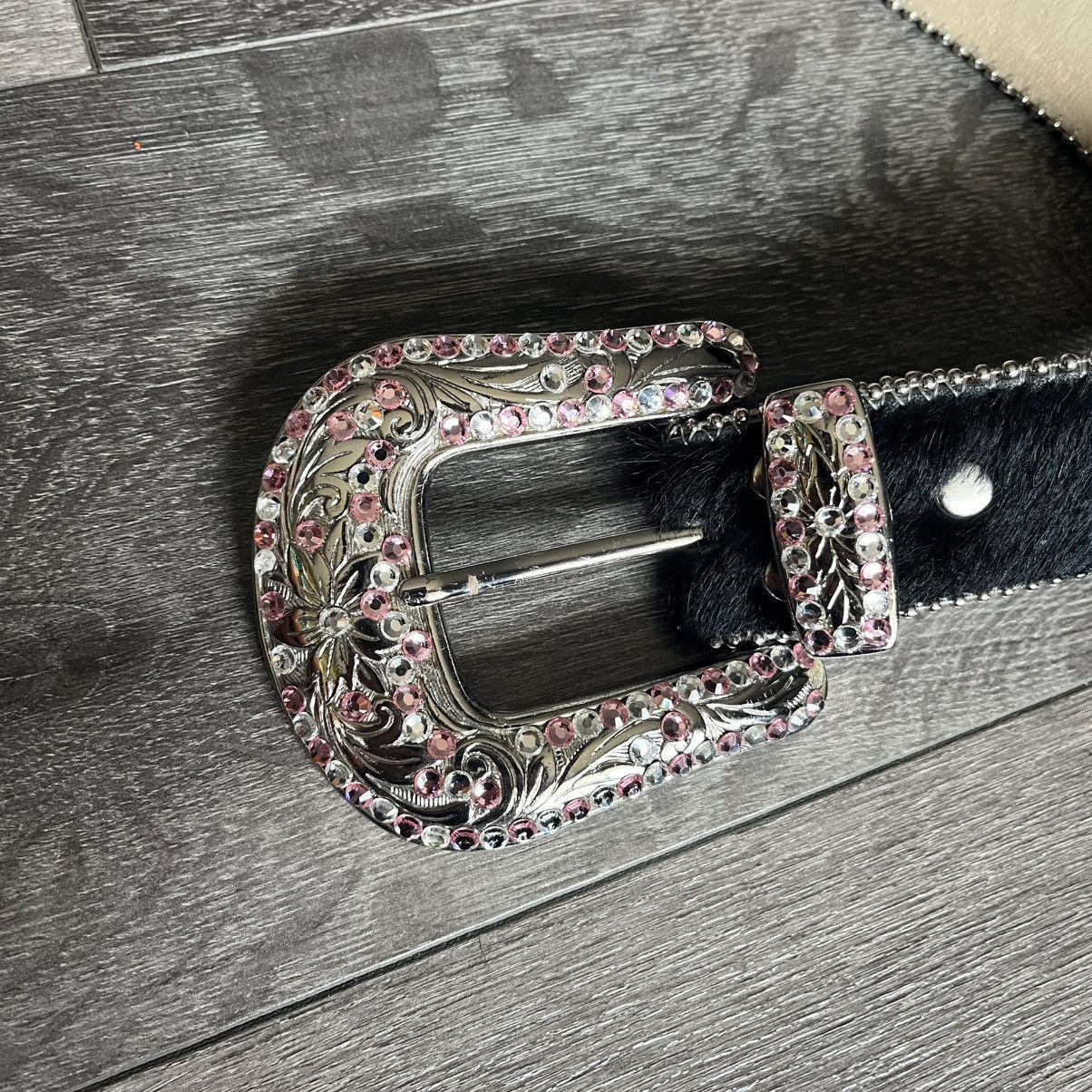B.B. Simon Vintage B.B. Simon 9003 Horsehair Studded Black Pink Belt Size ONE SIZE - 4 Thumbnail