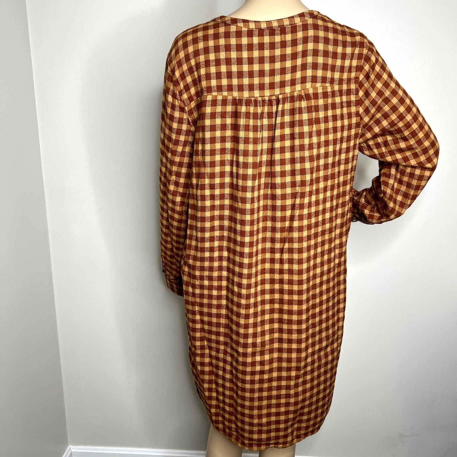 Other Sonoma Orange Plaid Pattern Long Sleeve Peasant Dress Size L / US 10 / IT 46 - 3 Thumbnail