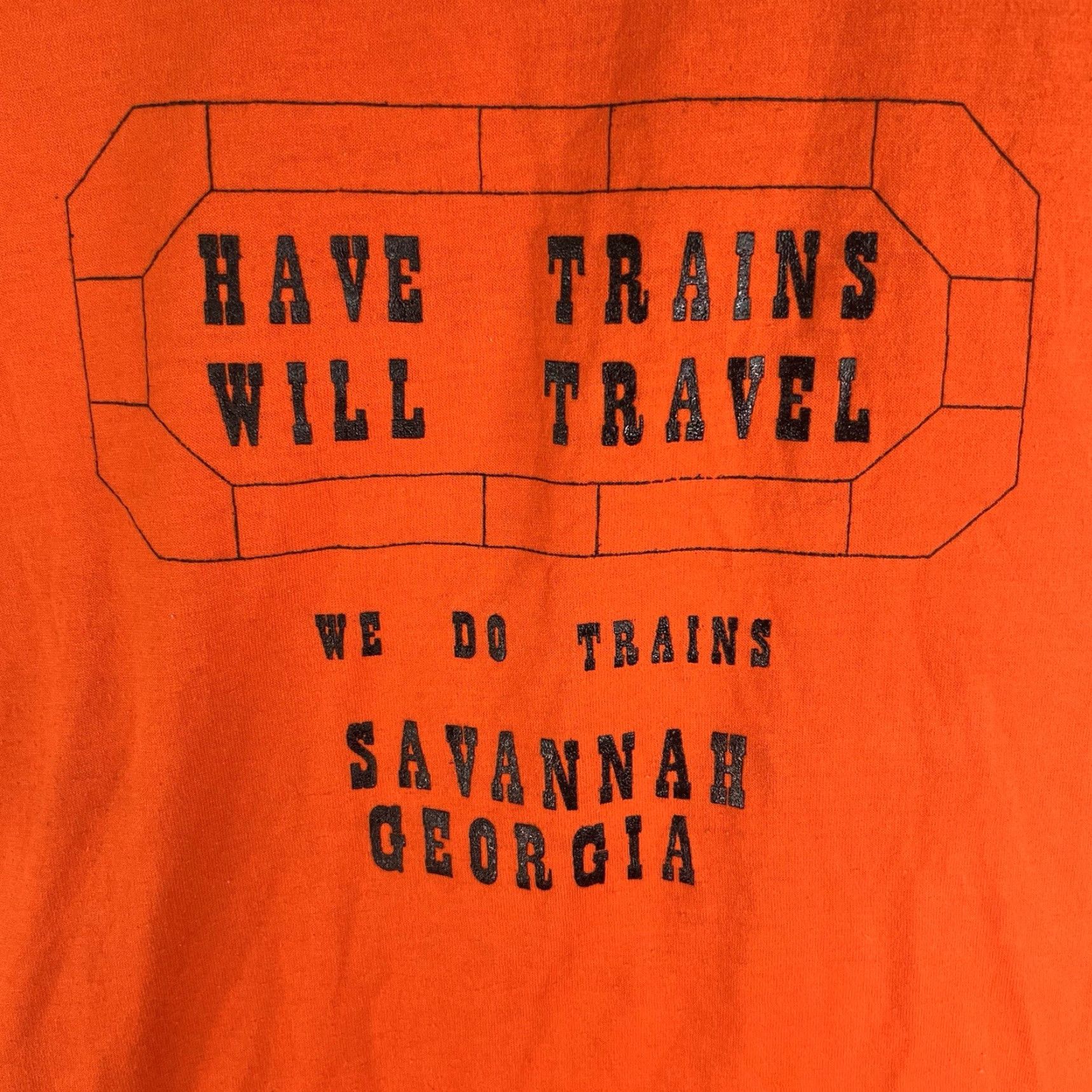 Rains VINTAGE Savannah T-Shirt Adult XL Orange Trains Transportation Classic Logo 60s 70s Boy? Size US XL / EU 56 / 4 - 3 Thumbnail