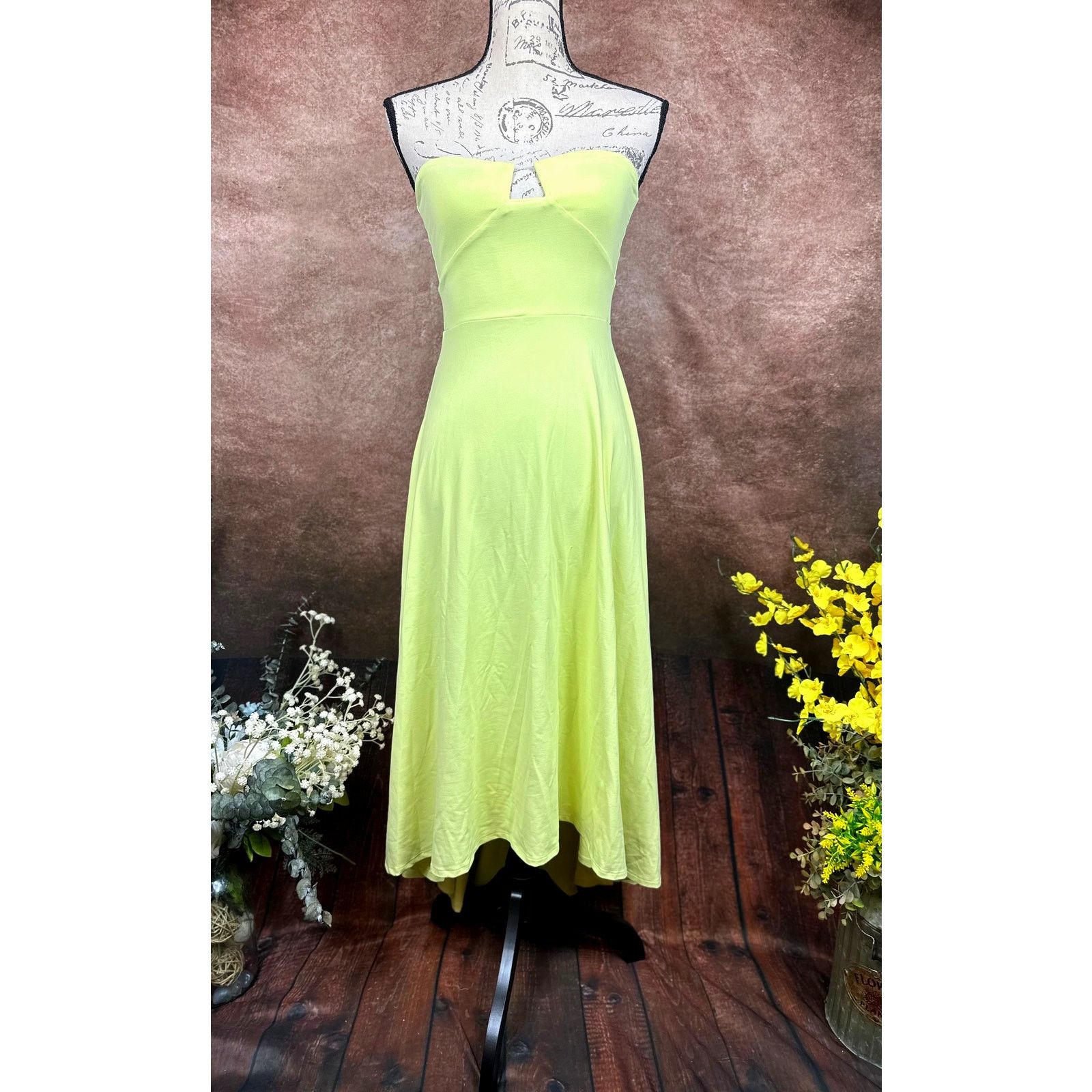 Susana Monaco Susana Monaco High Low Wired Midi Dress Pale Lime S Size S / US 4 / IT 40 - 7 Thumbnail