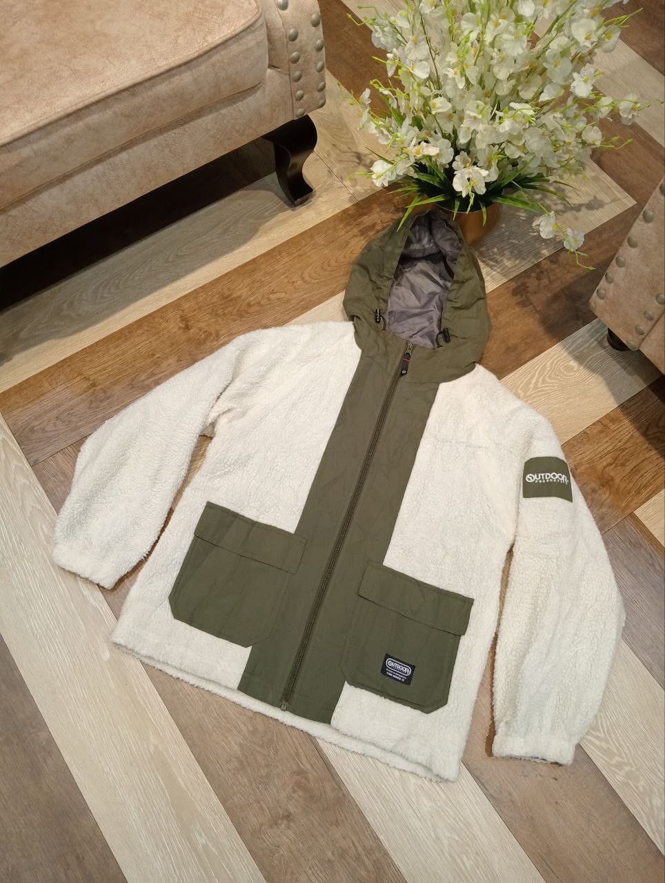 OUTDOOR PRODUCTS SHEARLING SHERPA FLEECE HOODIE JACKET