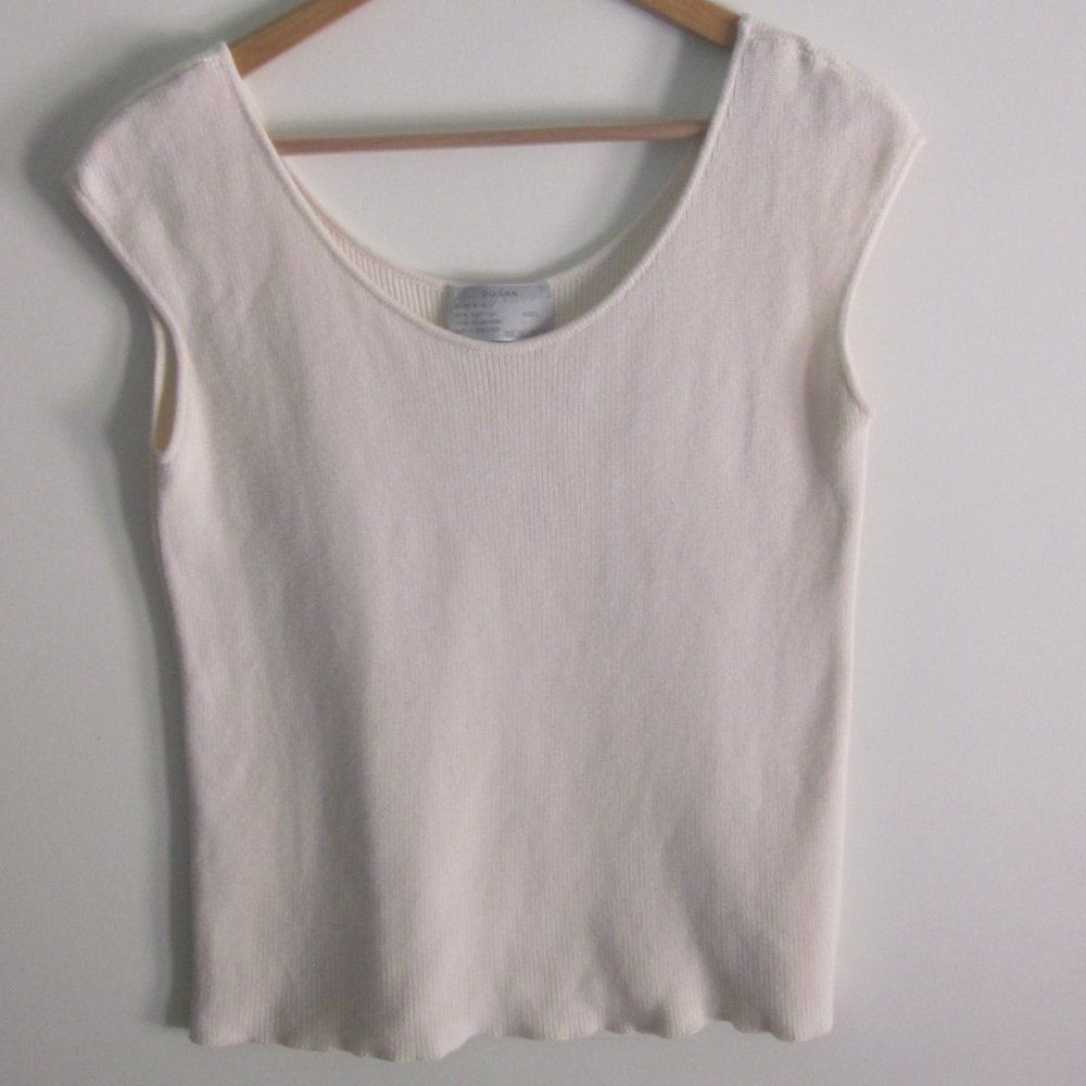 Other Dusan Ivory Knit Cotton Sweater Tank Women’s Size Large Size L / US 10 / IT 46 - 2 Thumbnail