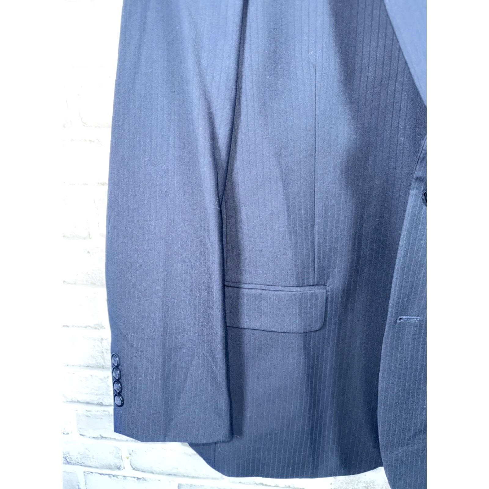 Vintage Caravelli Navy Suit Jacket 38R Regular Blue 2-Button Notch Lapel Men 1 Piece Italy Dress Coat Size 38R - 4 Thumbnail