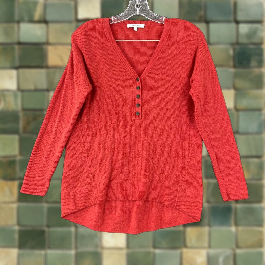 Madewell VINTAGE? No. Madewell Blouse Sweater Red Women XS V-Neck Long Sleeve Pullover Woman XS Red Size XS / US 0-2 / IT 36-38 - 1 Thumbnail