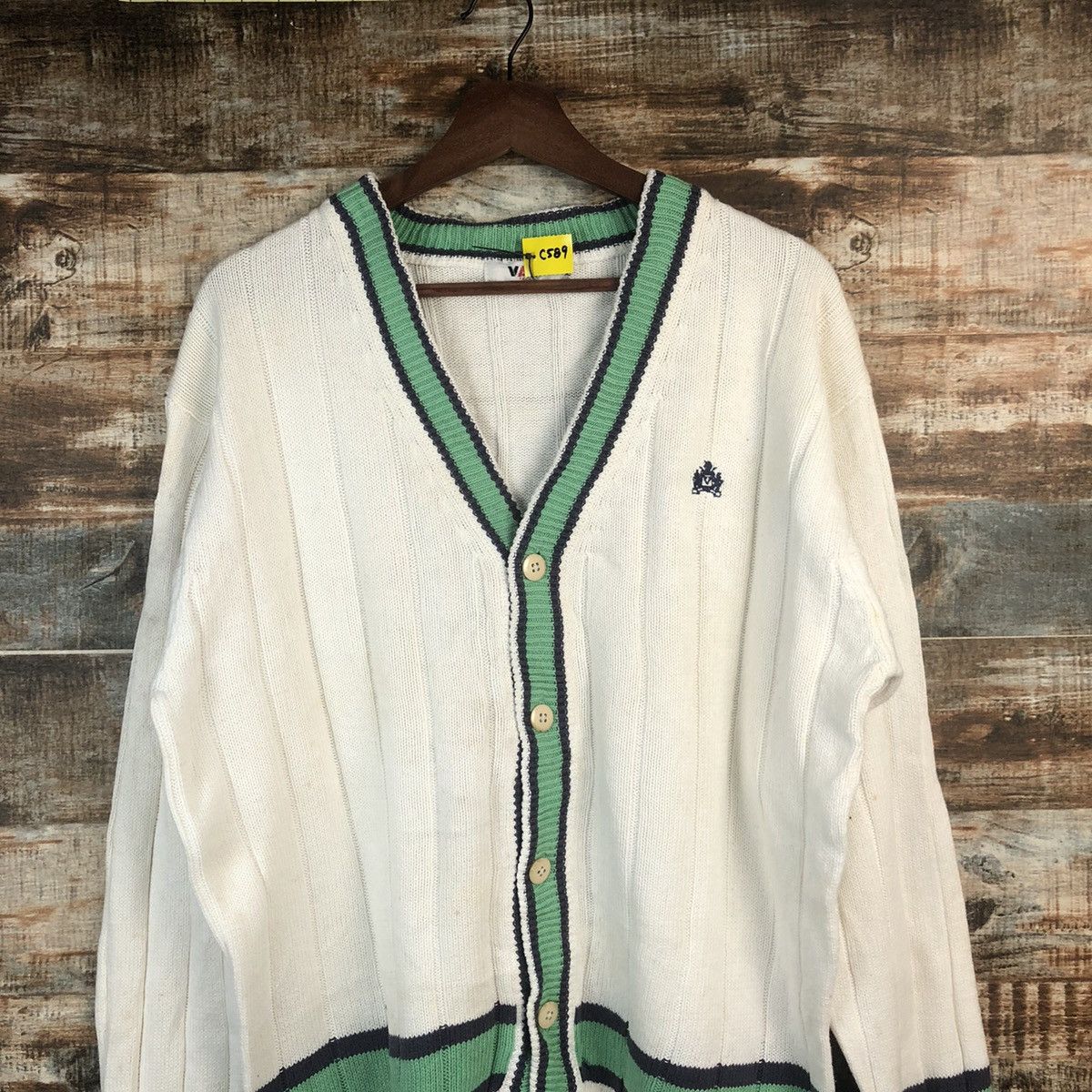 Van DL Van White Cardigan Knitwear #C589 Size US M / EU 48-50 / 2 - 2 Thumbnail