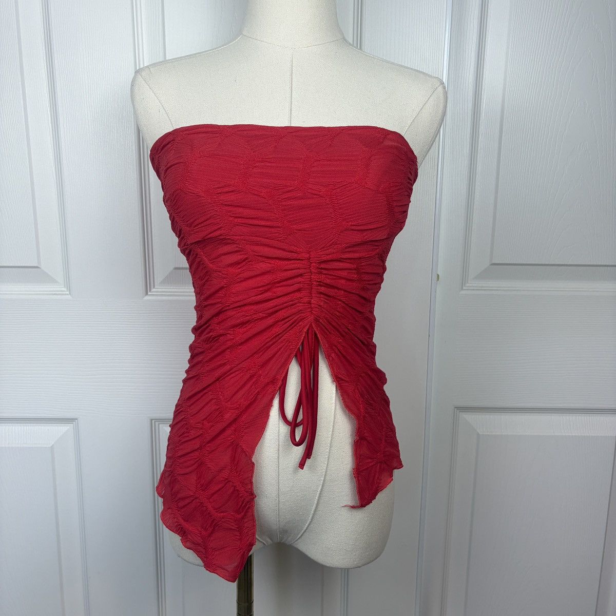 Other Silence and noise red ruched strapless top Size XS / US 0-2 / IT 36-38 - 1 Thumbnail