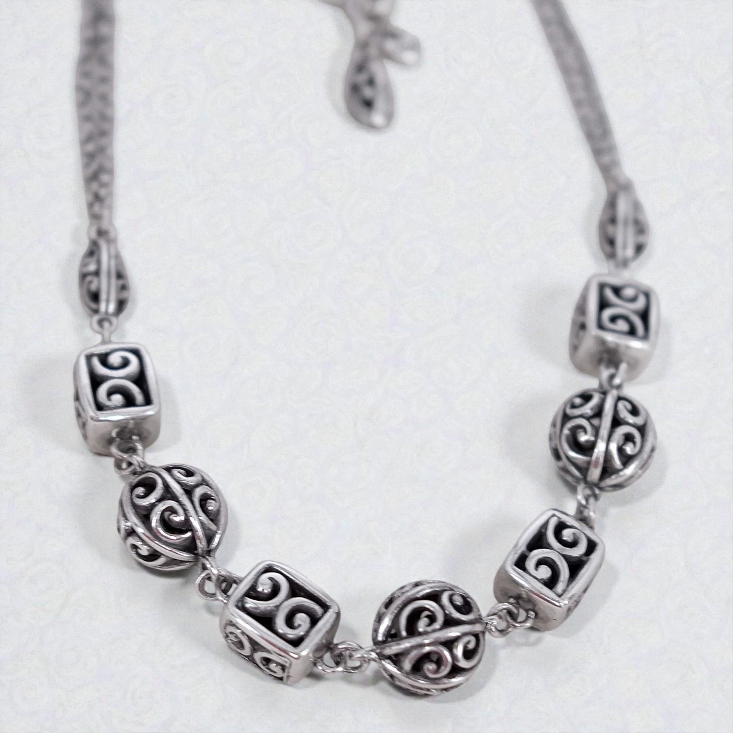 Brighton Brighton Scrolled Ball Cube Beads Necklace Silver Plated Size ONE SIZE - 3 Thumbnail