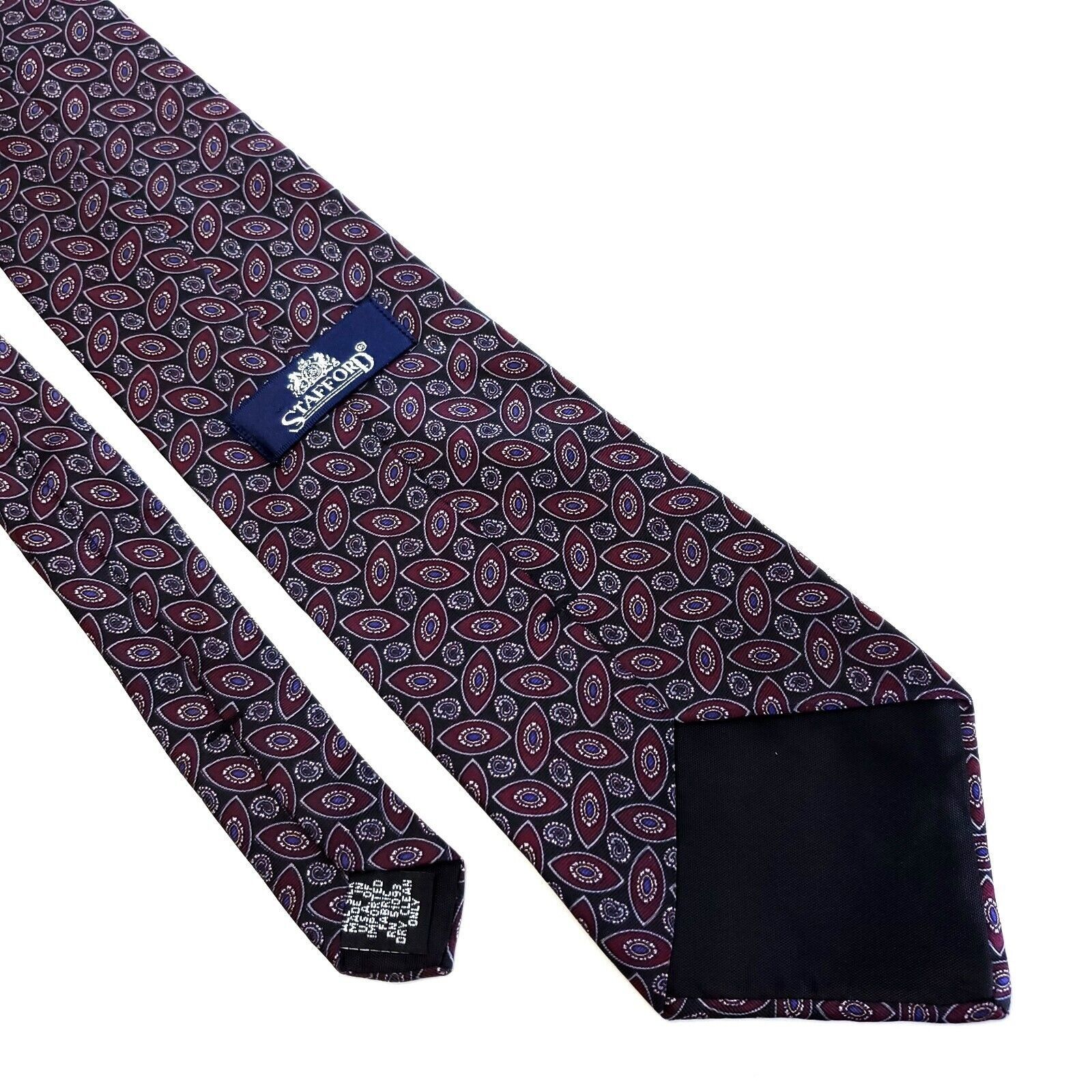Stafford Stafford Black Purple Print Geometric Short Wide Silk Tie Size ONE SIZE - 5 Thumbnail