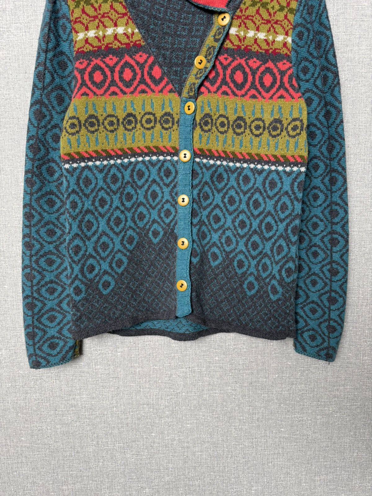 Desigual Ivko Wool Cardigan Geometric Pattern Shawl Collar Sweater Size M / US 6-8 / IT 42-44 - 5 Thumbnail