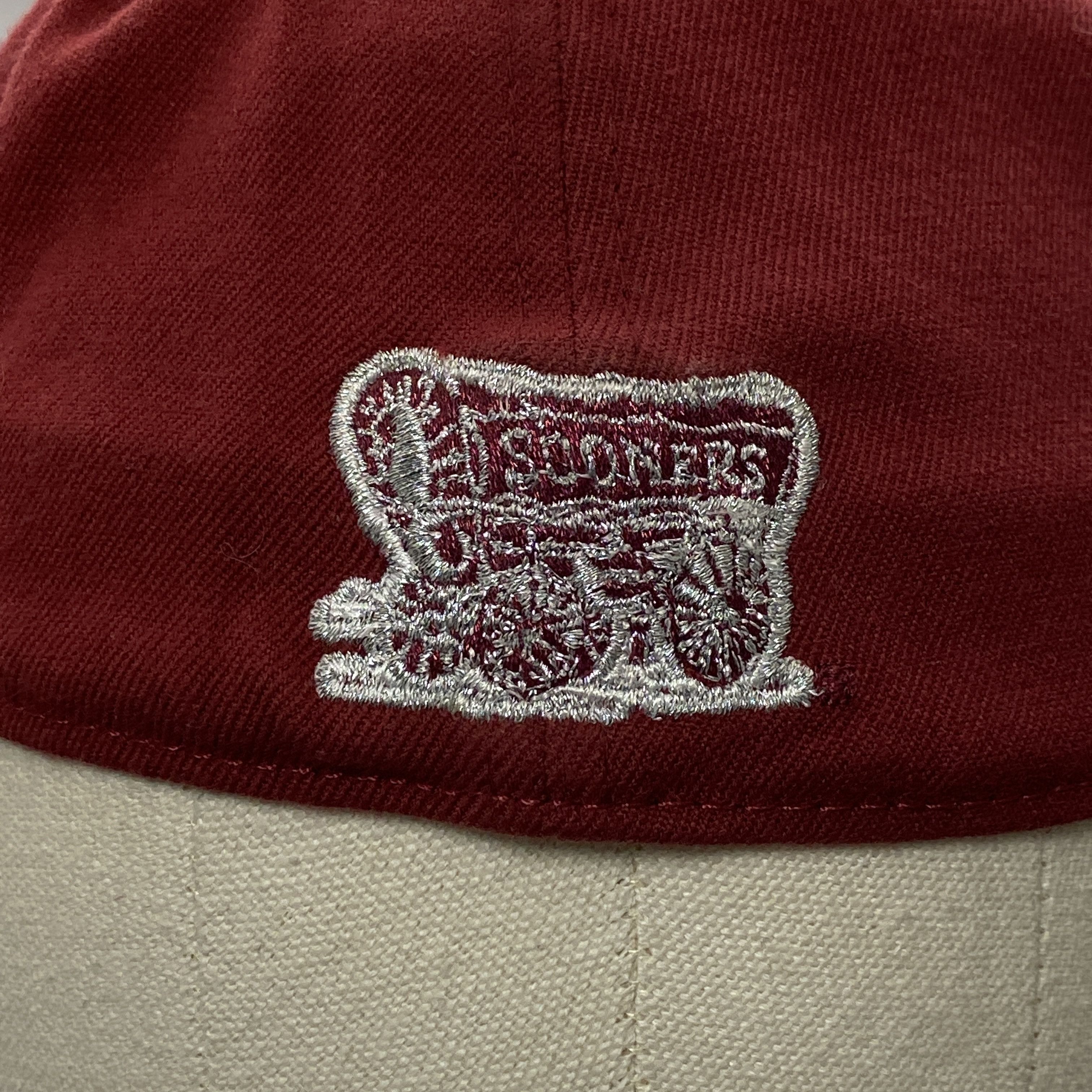 NCAA × Top Of The World × Vintage 90s OU OKLAHOMA SOONERS Hat Crimson Embroidered Wagon Logo Size ONE SIZE - 6 Thumbnail