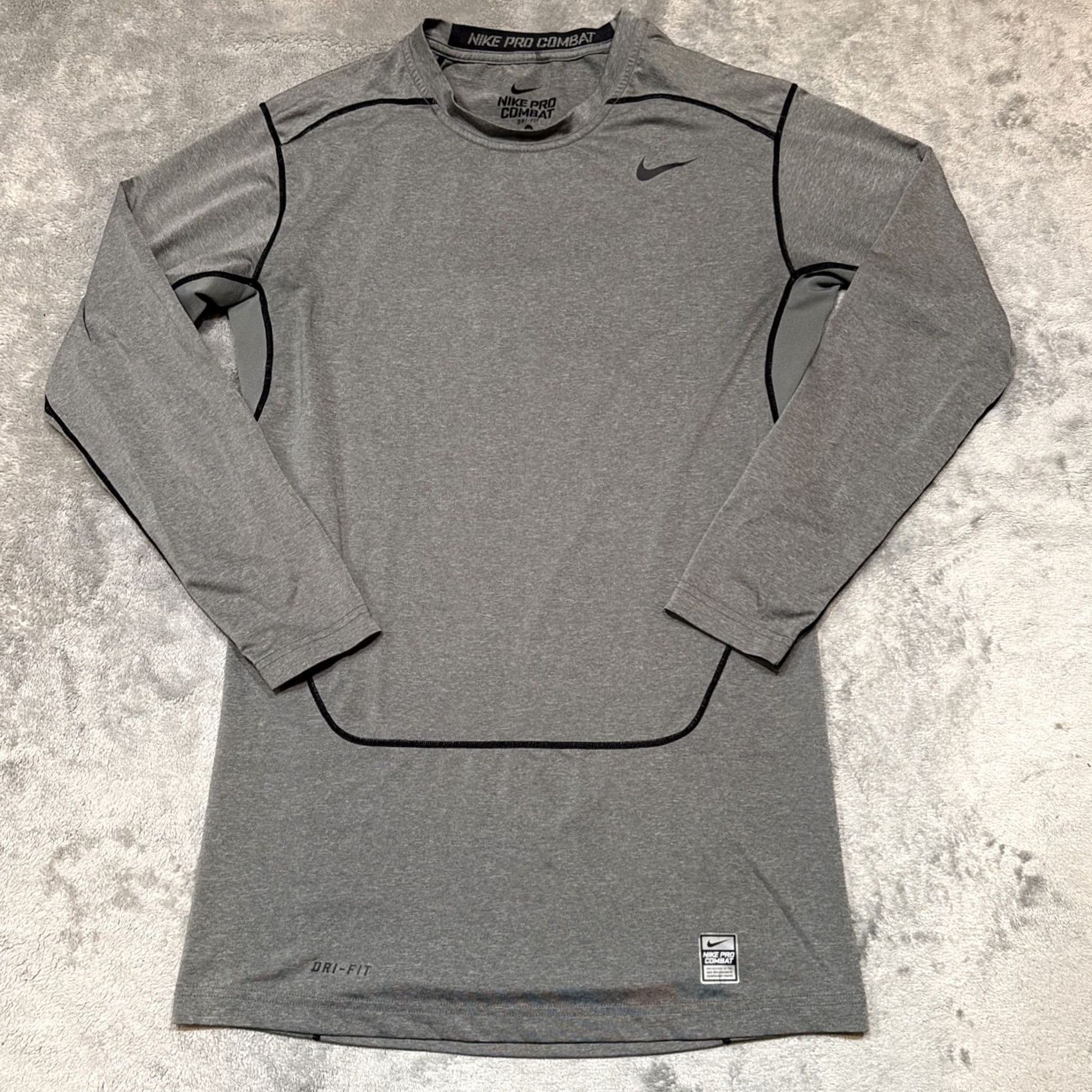 Nike Nike Pro Combat Shirt Mens XL Gray Compression Crew Neck Long Sleeve Dri-Fit Size US XL / EU 56 / 4 - 2 Thumbnail