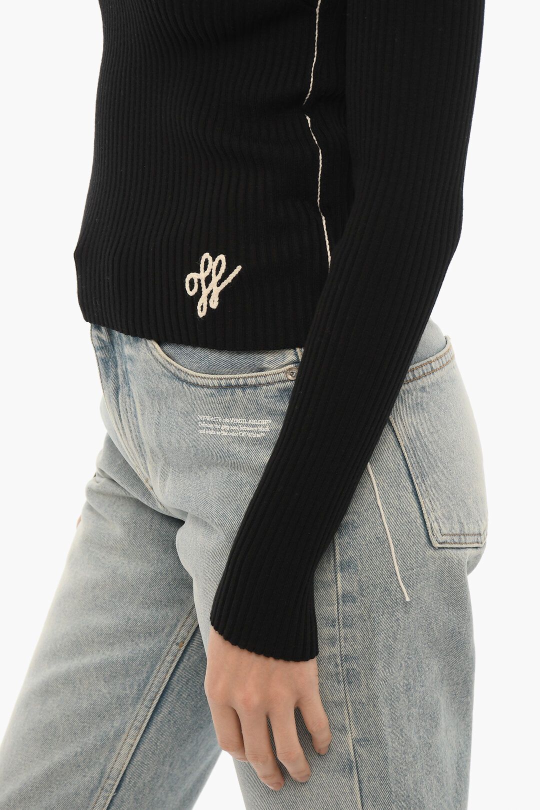 Off-White og1mm1125 Turtle-neck Ribbed Sweater in Black Size S / US 4 / IT 40 - 4 Thumbnail