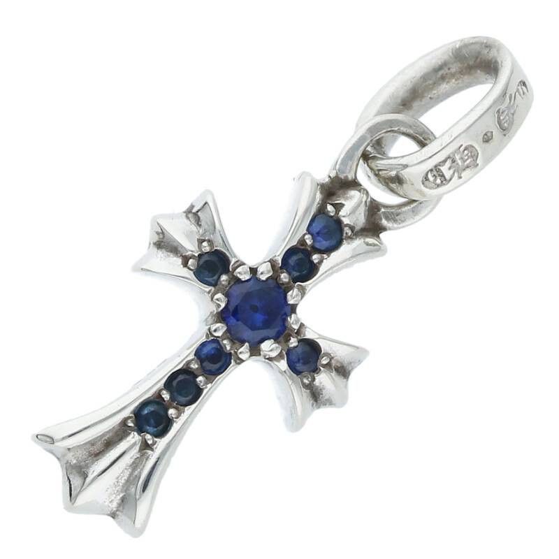 image of Chrome Hearts Sapphire Cross Charm in Silver, Men's
