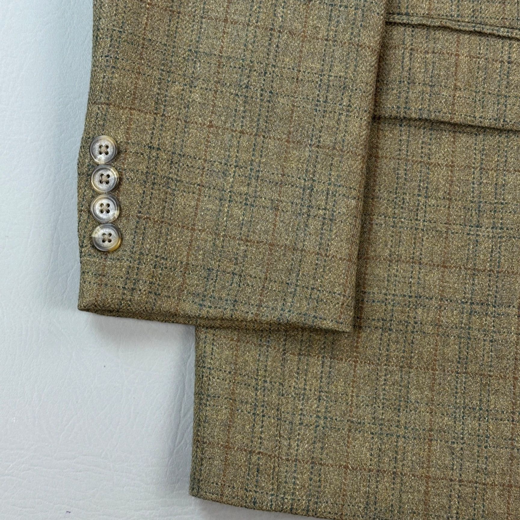 Ralph Lauren VINTAGE Ralph Lauren Chaps Blazer Mens 40R Tan Plaid Lambswool Sport Coat Jacket Size 40R - 2 Thumbnail