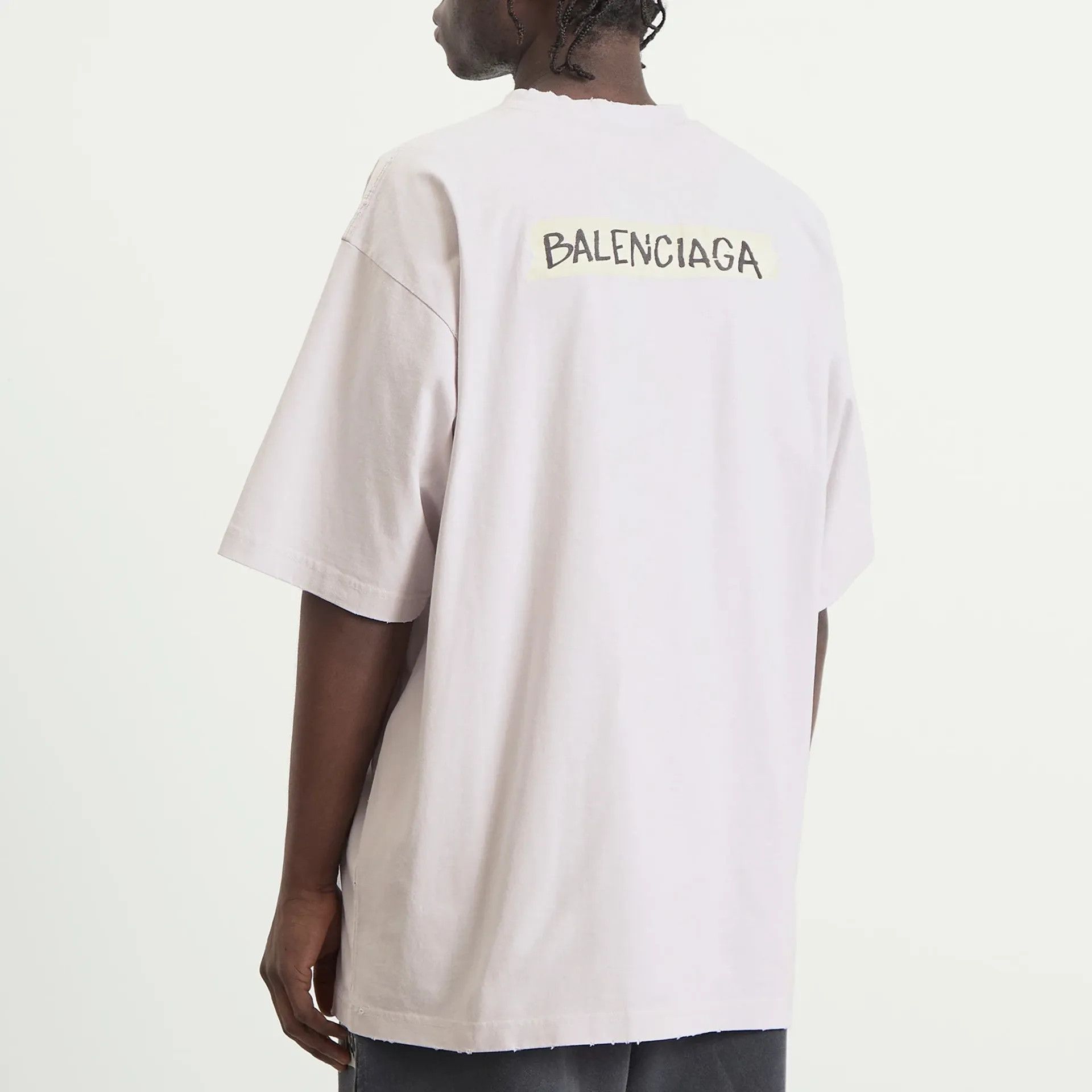 Balenciaga os11x0326 Masking Tape Jersey T-Shirt in Dirty White Size US XL / EU 56 / 4 - 3 Thumbnail