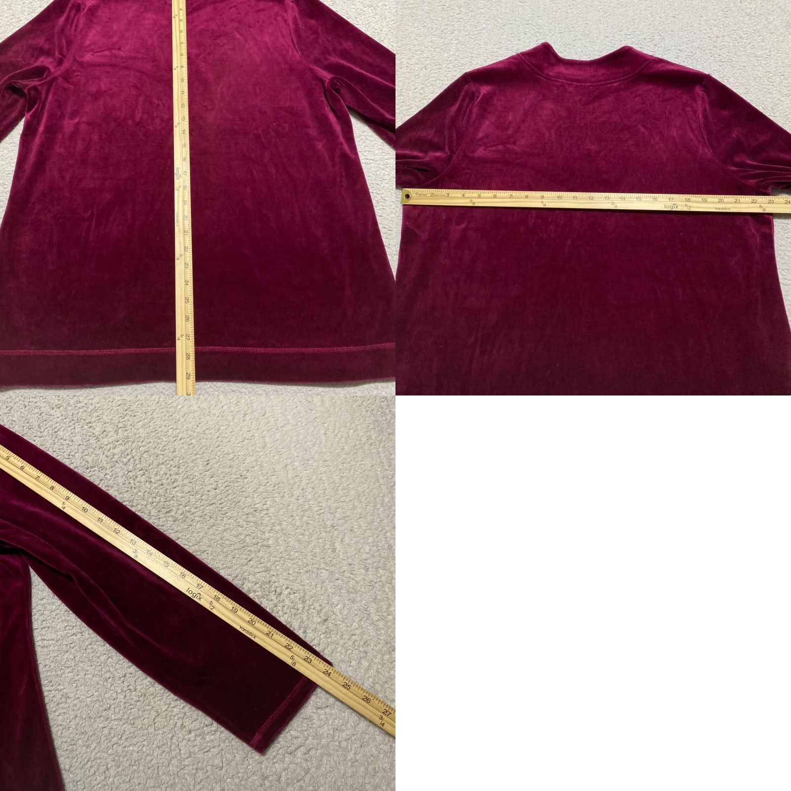 Talbots Talbots Womens XL Top Pullover Shirt V-Neck Velvet Velour Red 100% Cotton Blend Stretch Easy Care Casual Workwear Size XL / US 12-14 / IT 48-50 - 8 Thumbnail