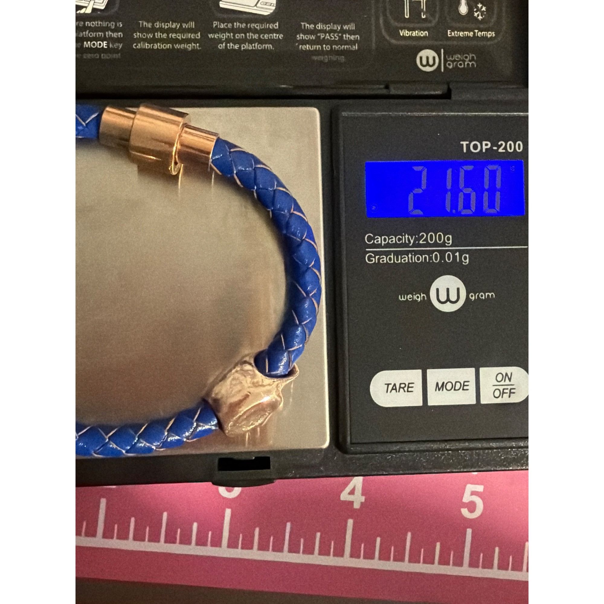 Other Twin Skull Blue Braided Leather Bracelet Rose Gold Tone Magn Size ONE SIZE - 6 Thumbnail