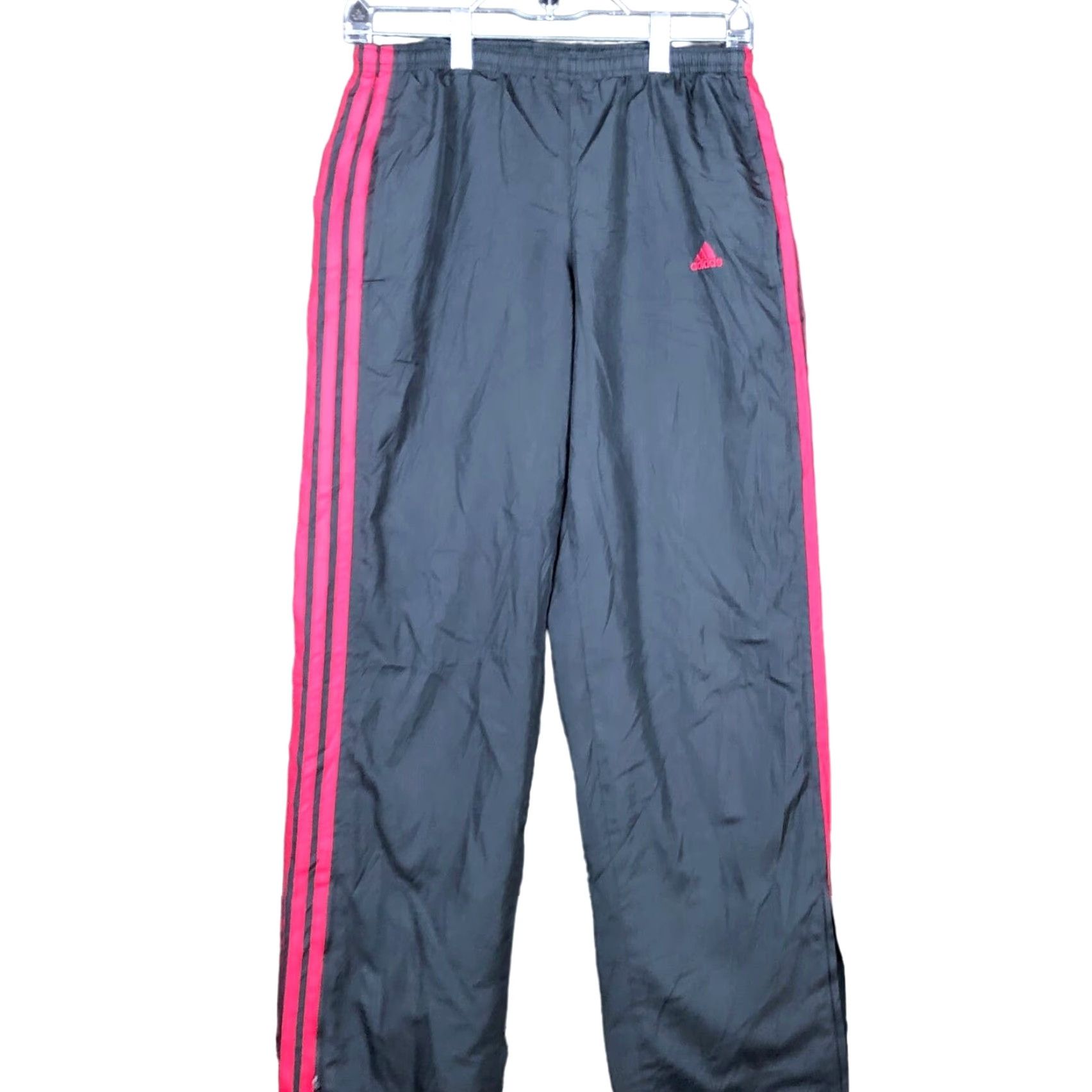 Adidas Adidas Mens Pants Black Red Rain Track Y2K Ankle Zip Drawstring Relaxed Small Size US 29 - 2 Thumbnail