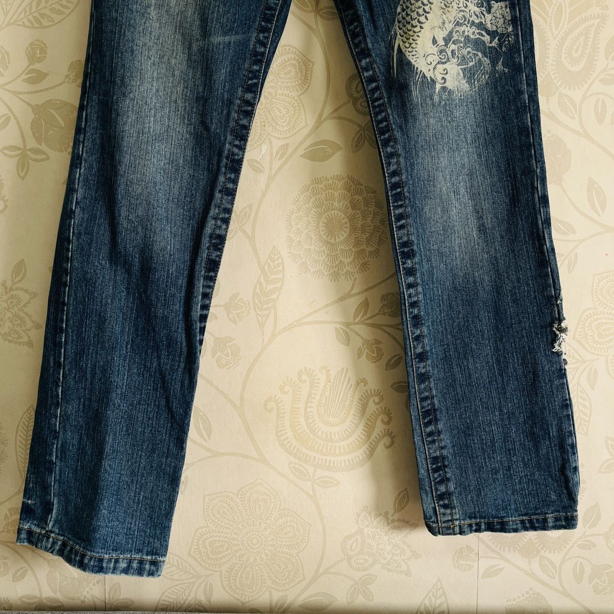 Vintage Vintage Karakuri Koi Fish Yakuza Denim Jeans Size US 32 / EU 48 - 12 Thumbnail