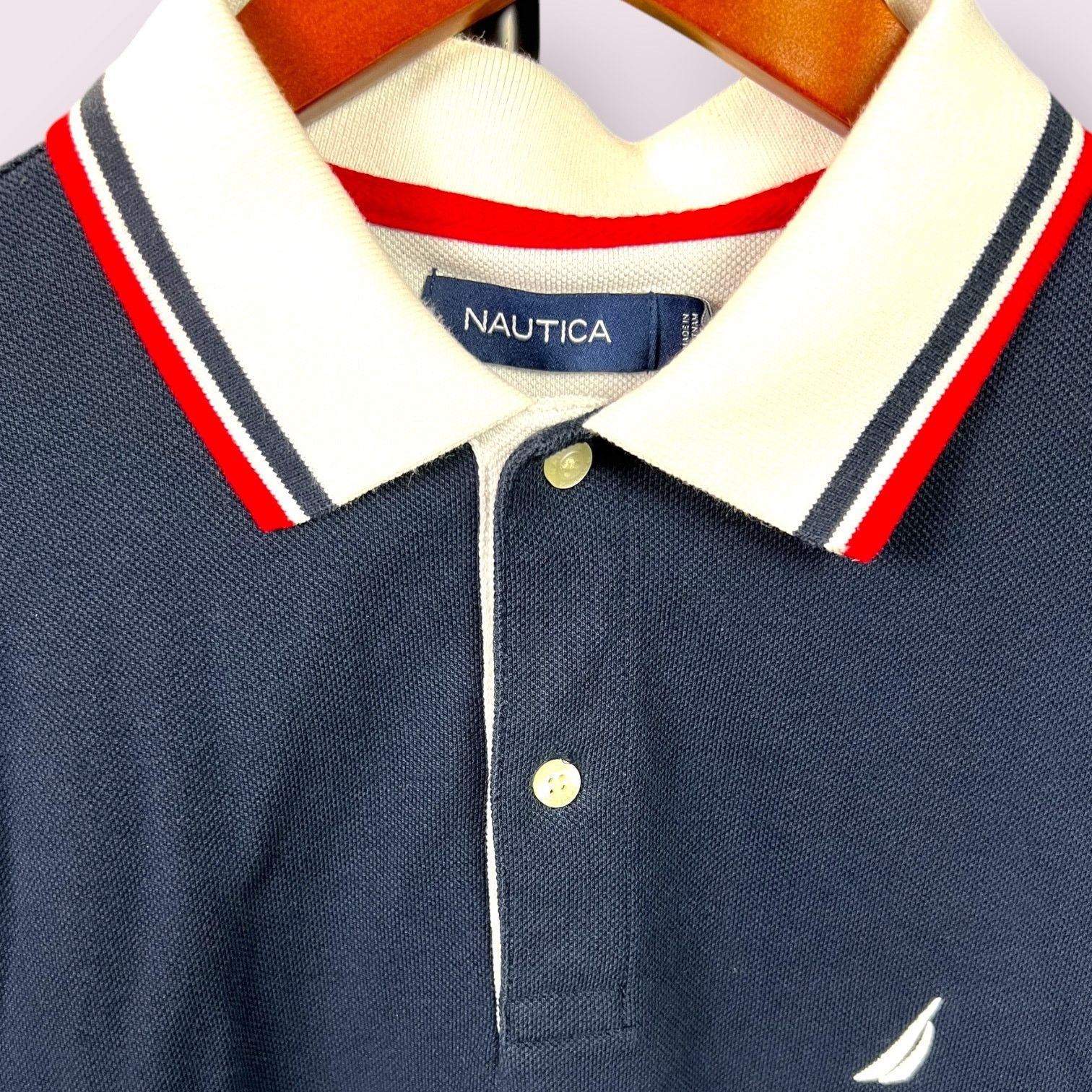Nautica Men's Nautica Red White Blue Logo Polo Size Medium Size US M / EU 48-50 / 2 - 2 Thumbnail