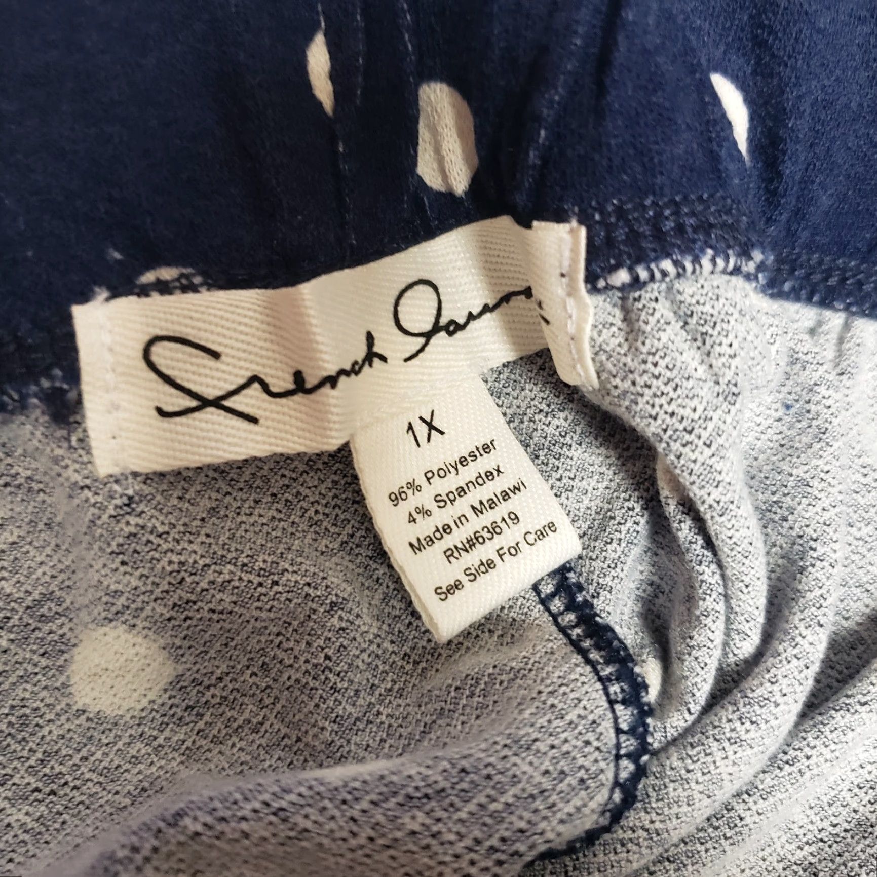 Vintage French Laundry Womens Pants 1X Blue White Polka Dot Wide-Leg Pull On Casual Size 40" / US 18 - 6 Thumbnail