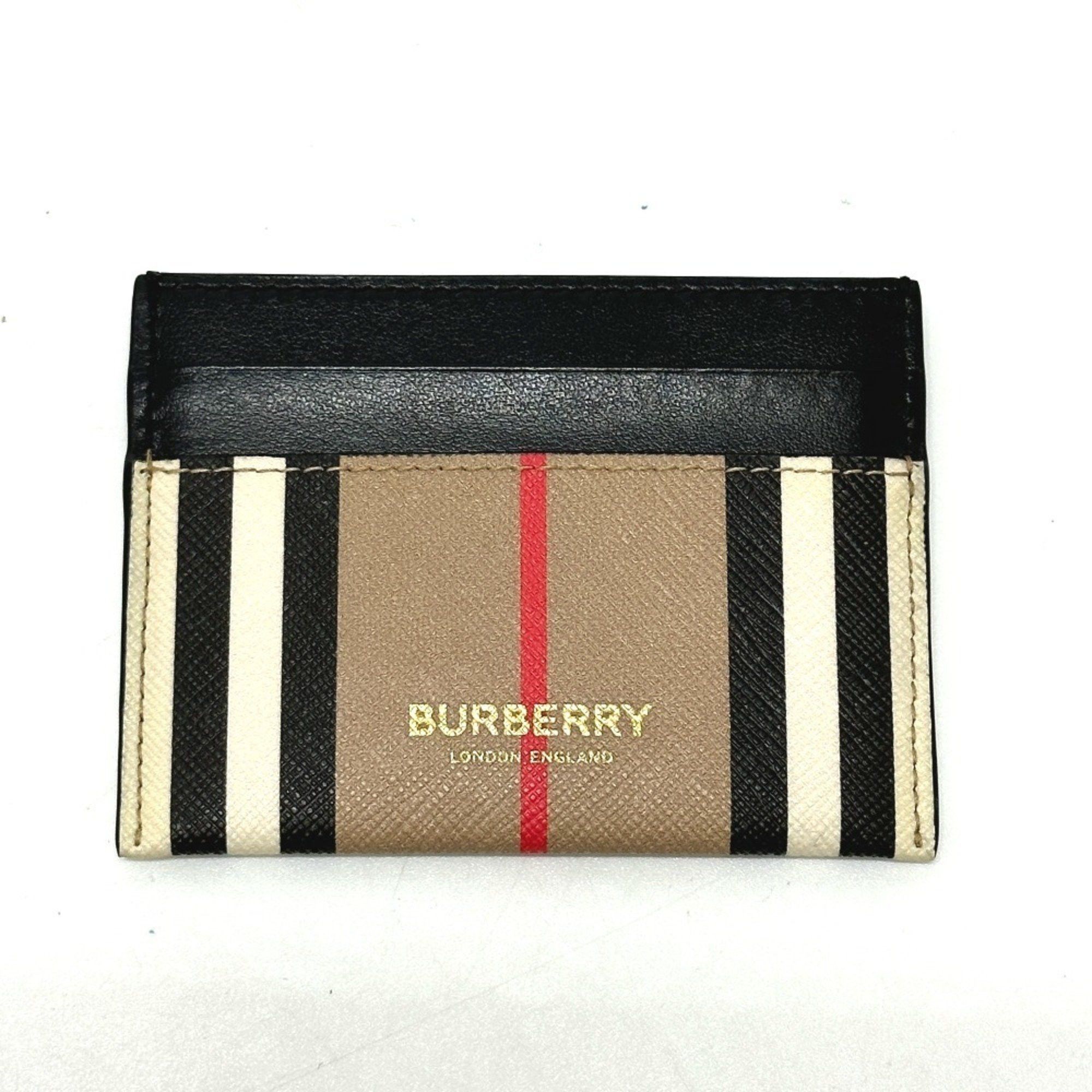 Burberry BURBERRY Check Logo Business Card Case, Pass Leather, Women's, Beige Size ONE SIZE - 1 Thumbnail