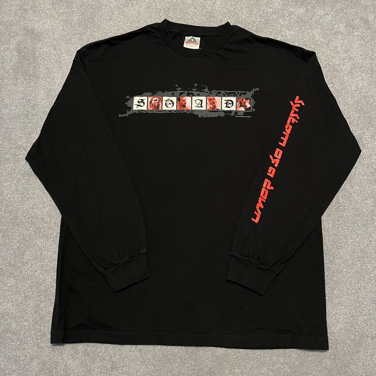 image of Band Tees x Rock T Shirt Vintage 2002 System Of A Down Soad Self Title Longsleeve Tee in Black Whit