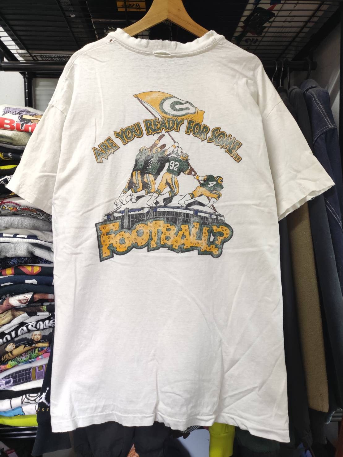 NFL Vtg 90's Green Bay Packers " Hey Dallas " Single Stitch Size US XL / EU 56 / 4 - 9 Thumbnail