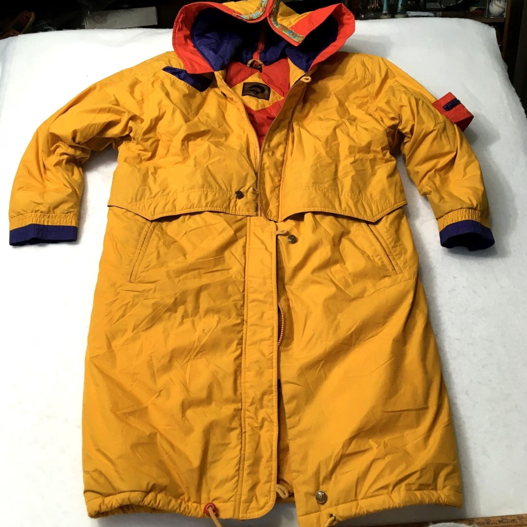 Vintage VINTAGE Foxrun Yellow Hooded Trench Coat Parka Jacket Lining Large 1980s Size US L / EU 52-54 / 3 - 3 Thumbnail