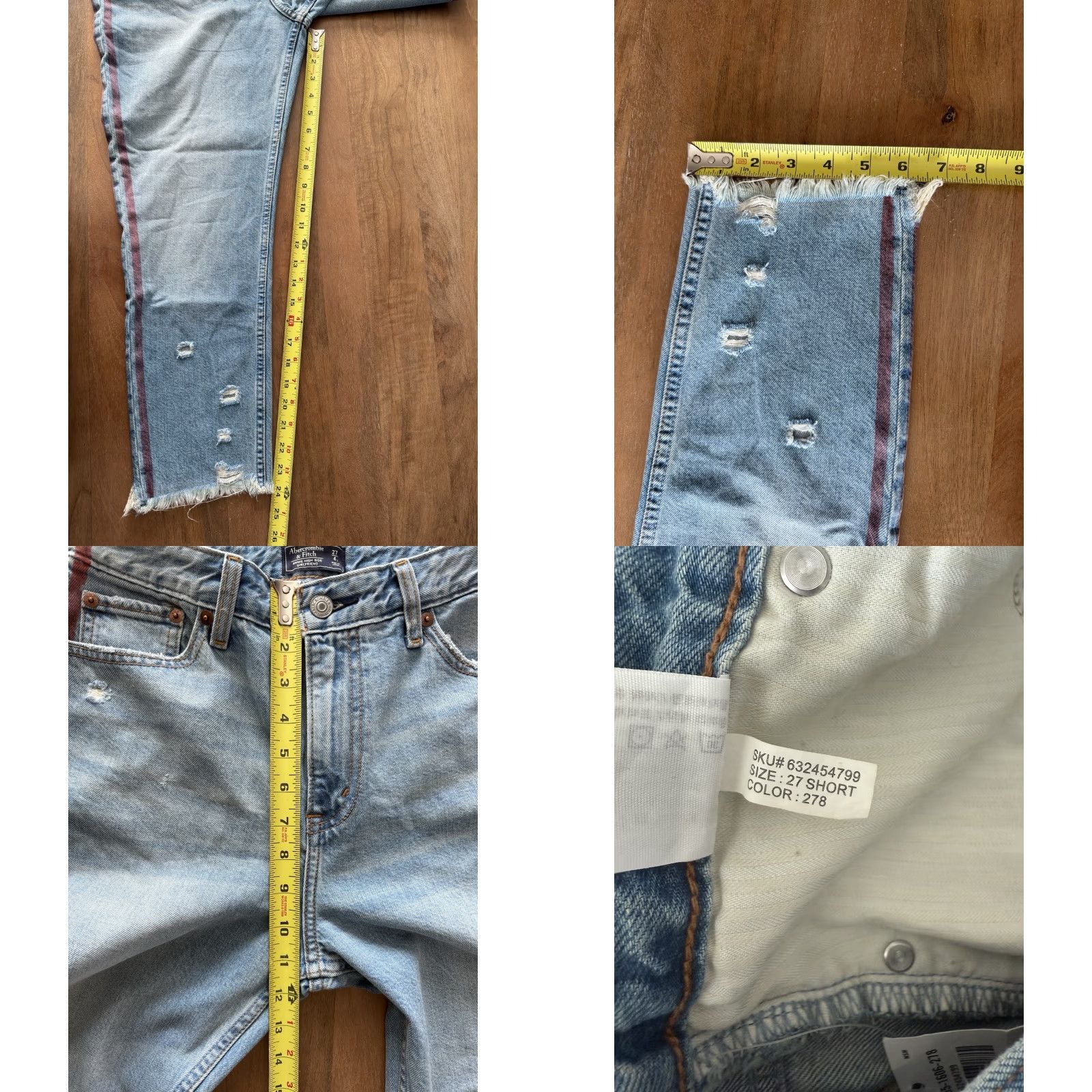 Abercrombie & Fitch Abercrombie & Fitch Jeans Womens 4S Girlfriend 27 29x24 Blue Denim 5-Pocket High Rise Striped Size 27" / US 4 / IT 40 - 8 Thumbnail