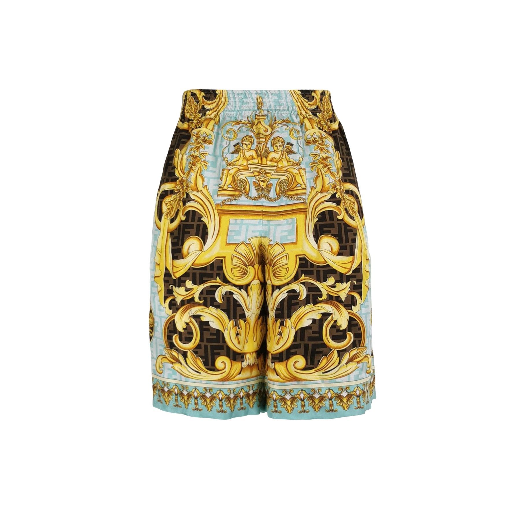 Fendi Fendace Baroque Print Silk Shorts 52 Size US 36 / EU 52 - 1 Thumbnail