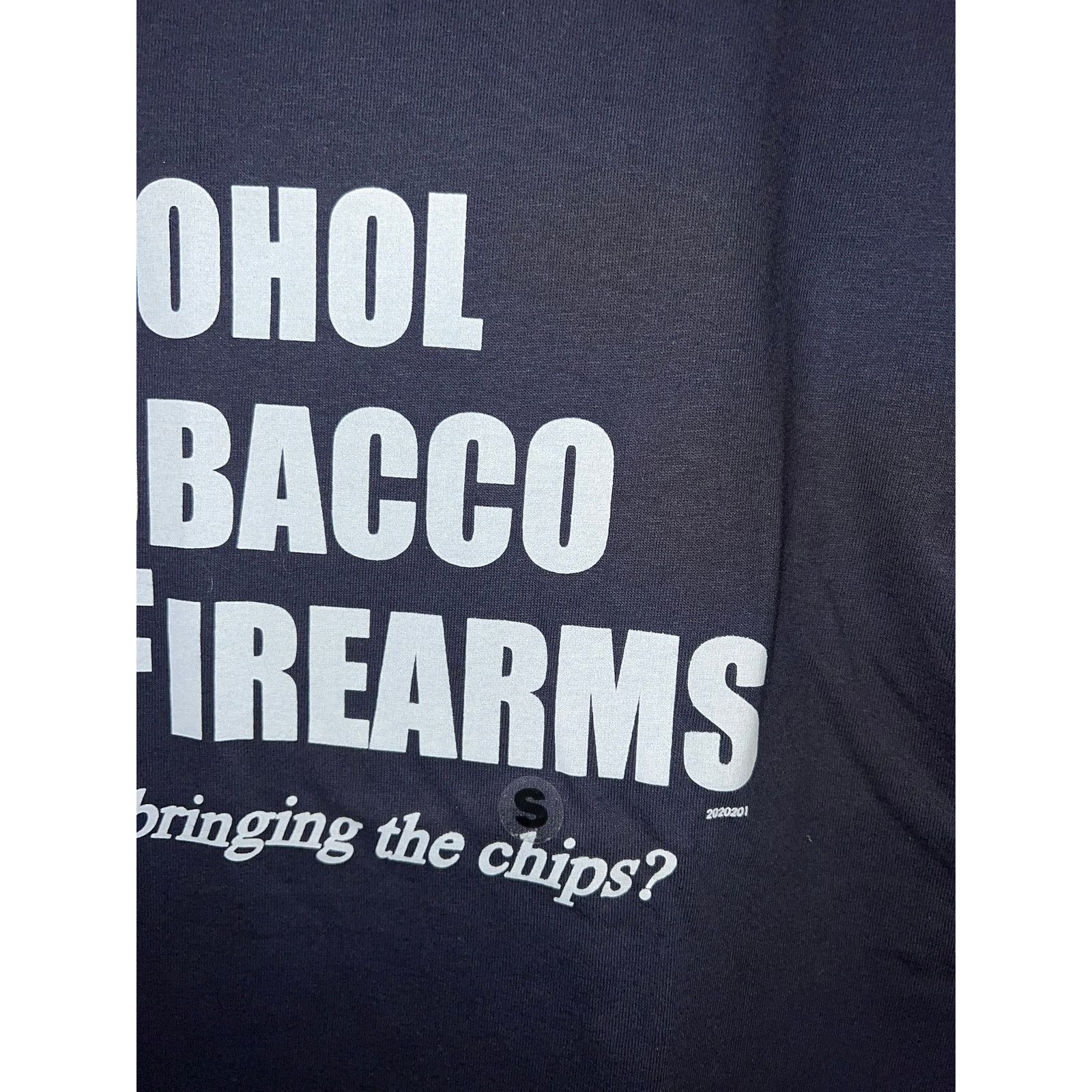 Gildan Y2K ATF Alcohol Tobacco Firearms Dark Blue Humor Joke Shirt Size US S / EU 44-46 / 1 - 4 Thumbnail