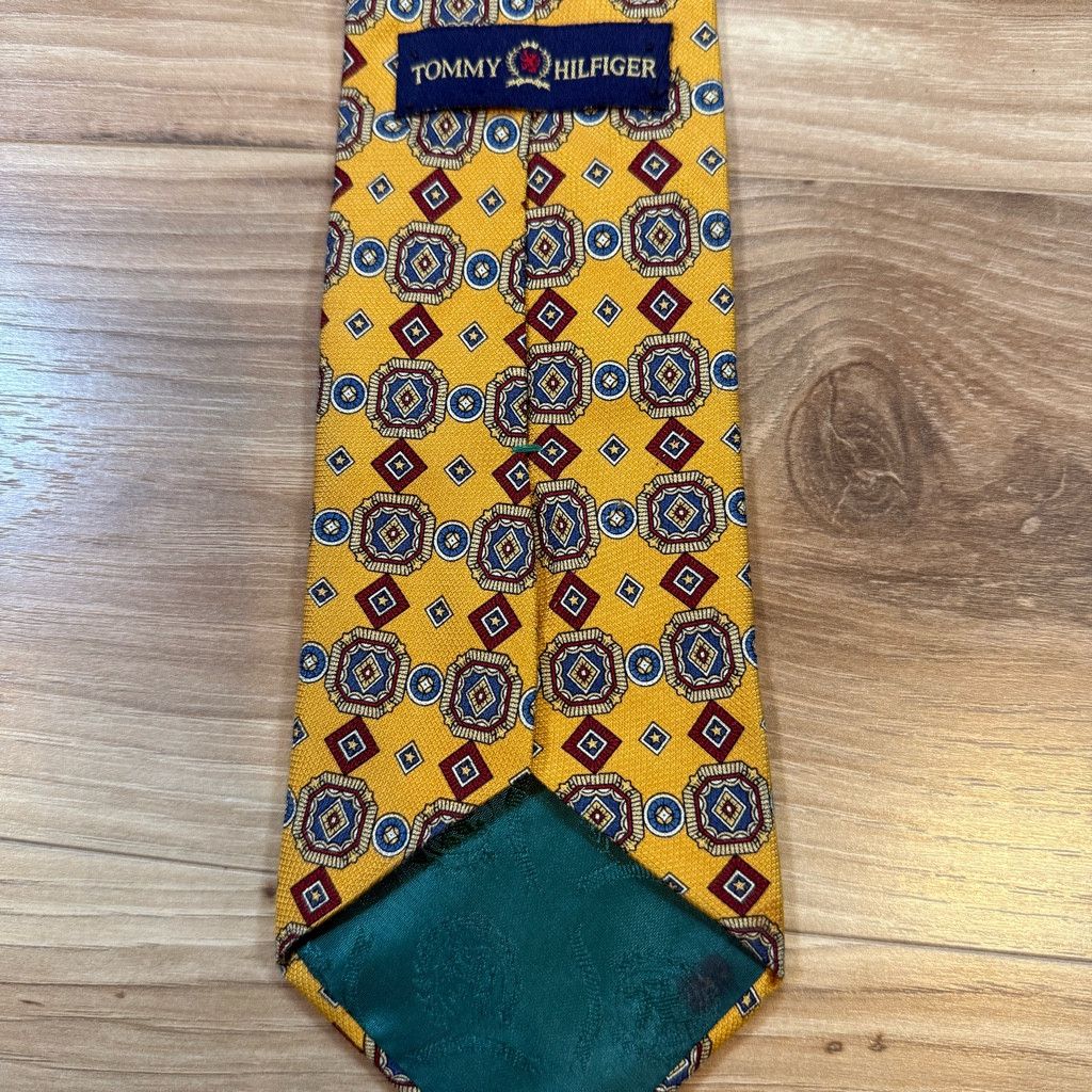 Tommy Hilfiger Tommy Hilfiger Italy Silk Geometric Tie Yellow USA 3.75” Size 26 - 2 Thumbnail