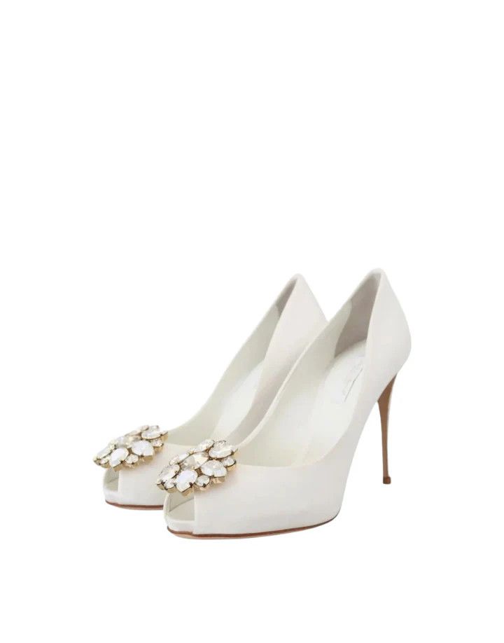 Dolce & Gabbana o1y0925 Spike Heel Pumps in White Size US 5 / IT 35 - 3 Thumbnail