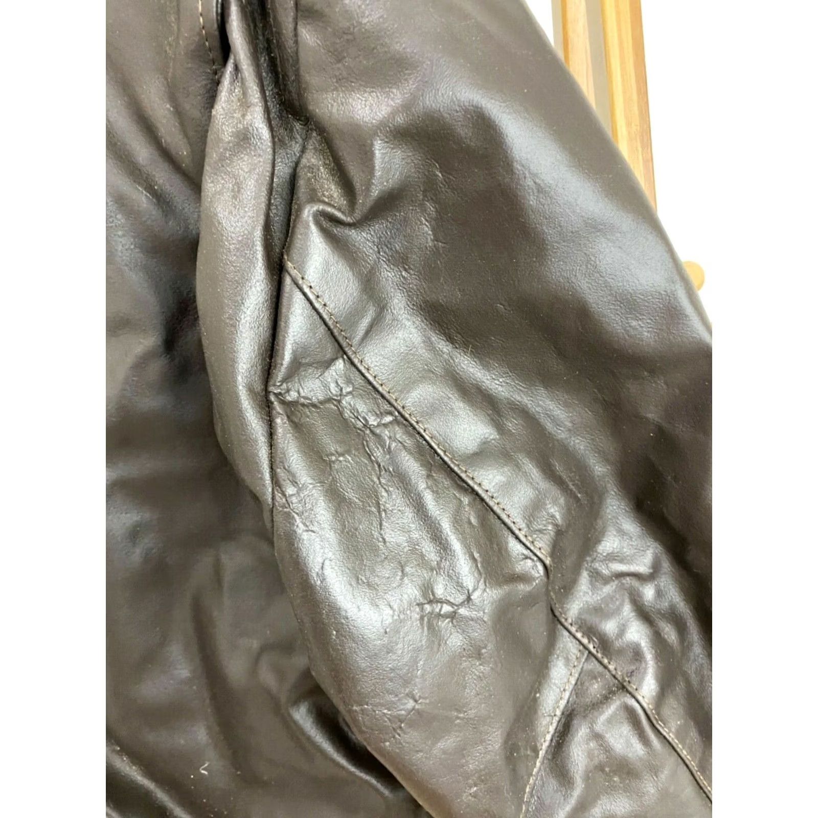 Vintage Excelled A2 G1 NTW VTG Faux Fur Flight Bomber Leather Jacket 46 Brown Mens Size US S / EU 44-46 / 1 - 7 Thumbnail