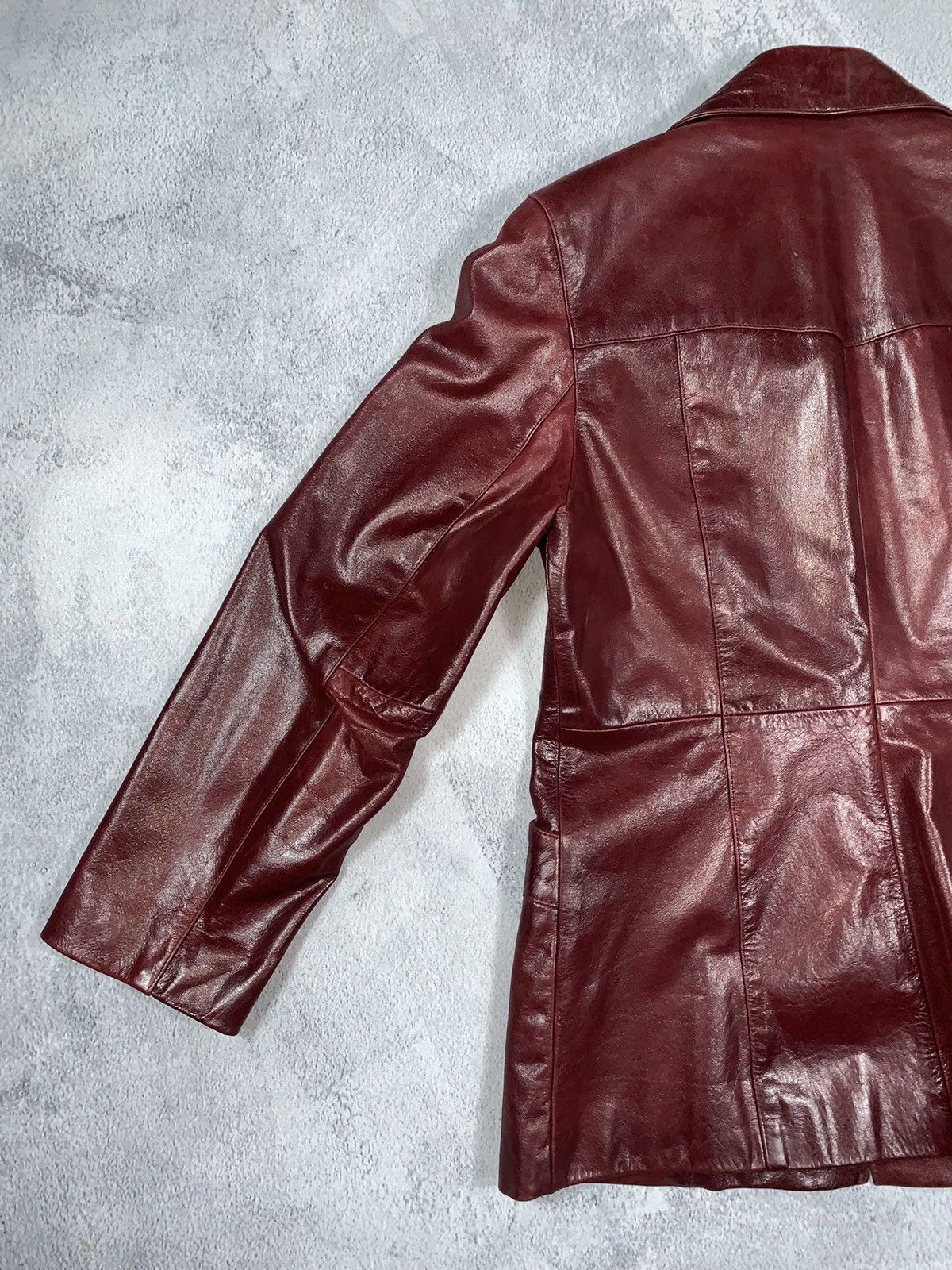 Leather × Vintage Vintage 90s Opium Elongated Leather blazer Jacket size M Size M / US 6-8 / IT 42-44 - 10 Thumbnail
